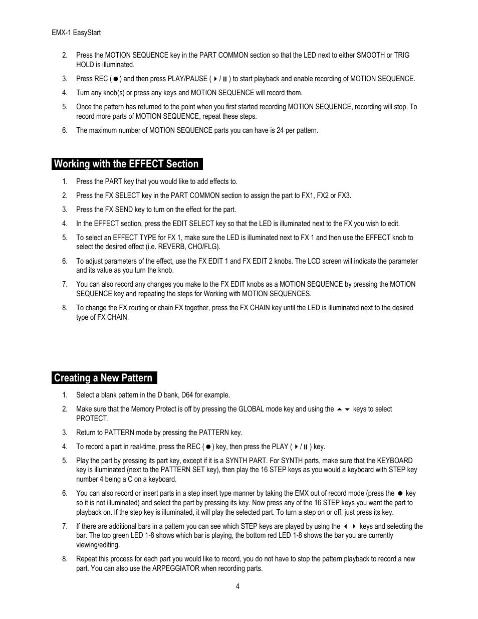 Creating a new pattern | KORG EASYSTART EMX1 User Manual | Page 4 / 5