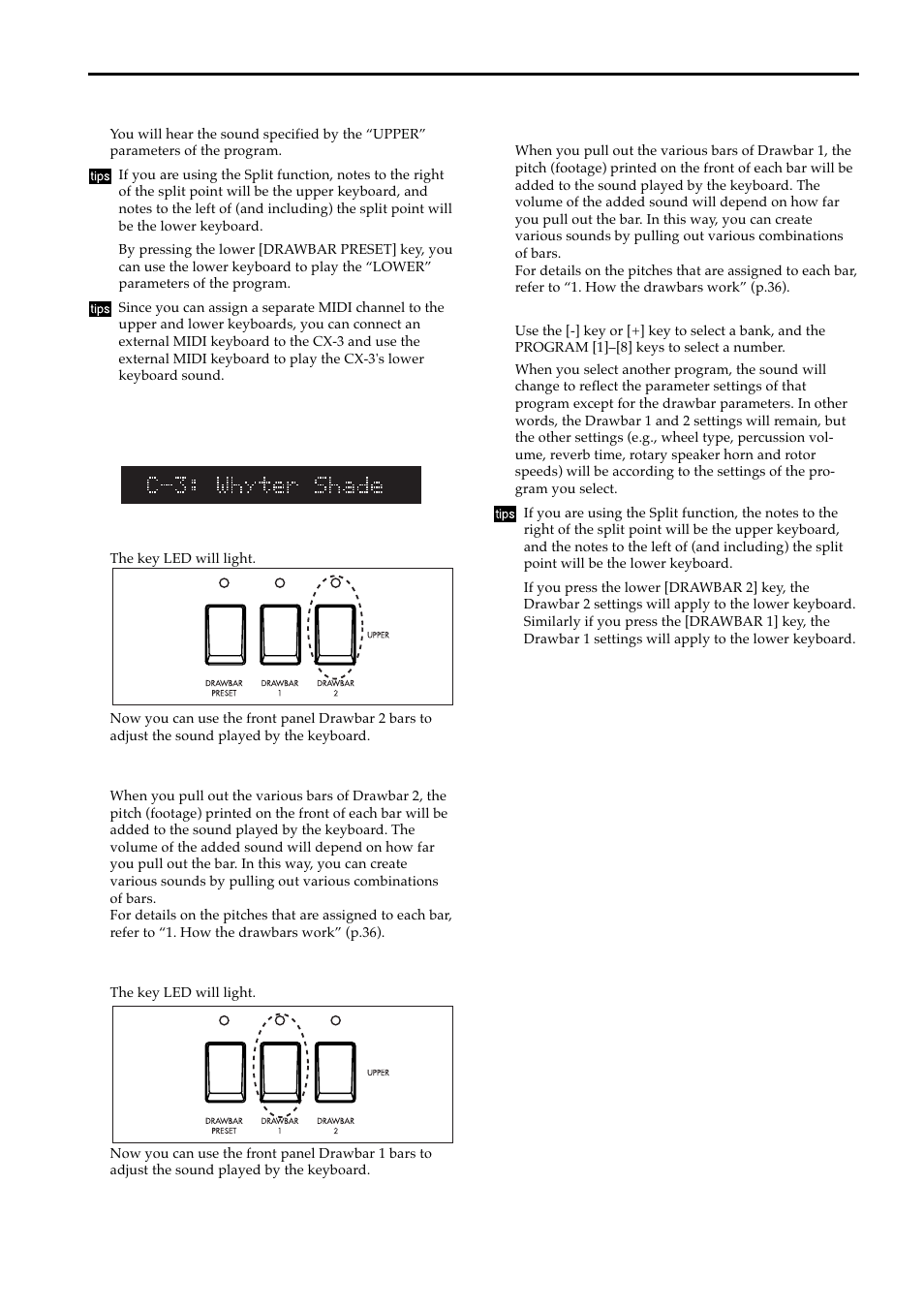 Play using drawbar 1 and 2 | KORG BX-3 User Manual | Page 12 / 48