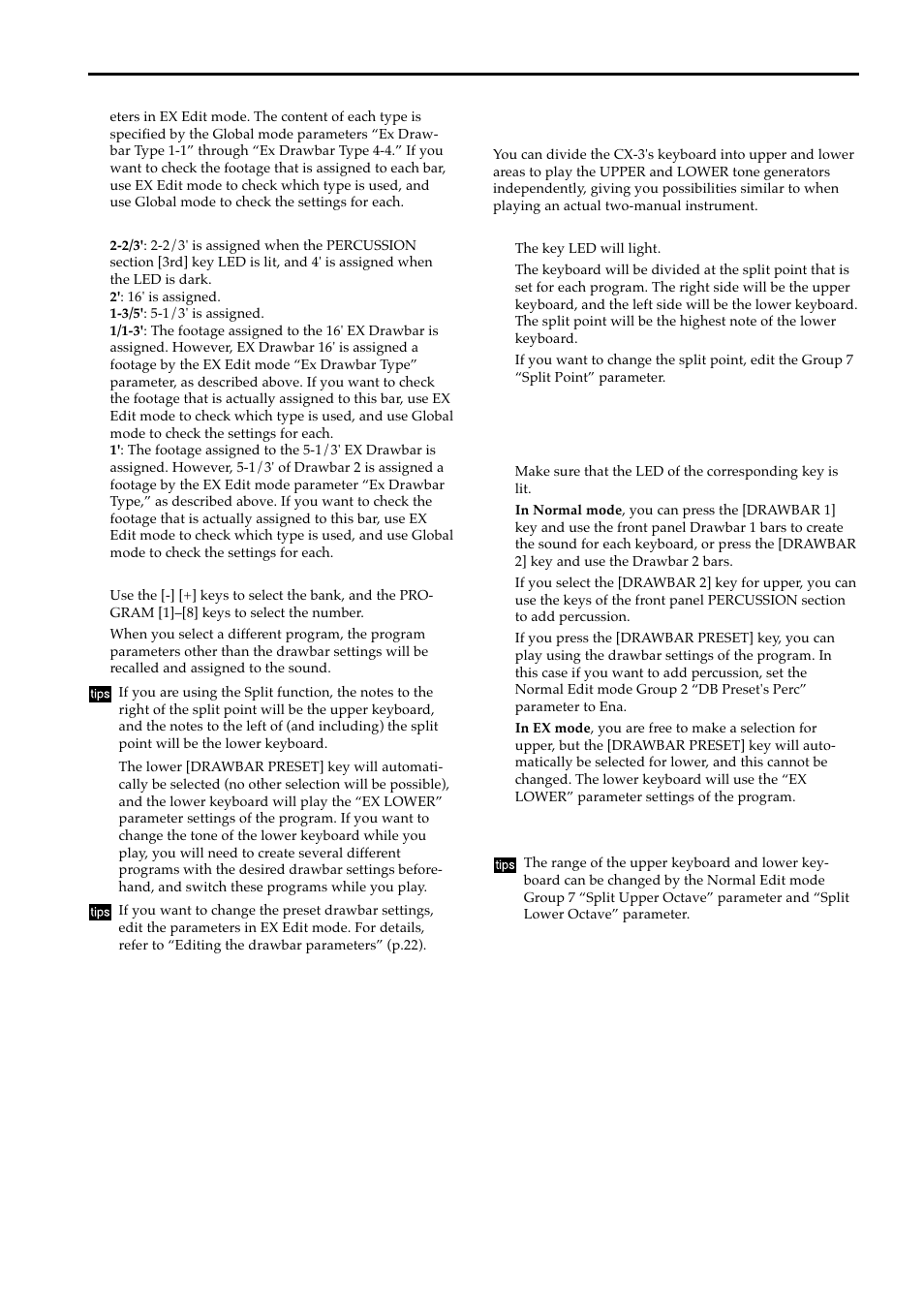 Split function | KORG BX-3 User Manual | Page 14 / 48