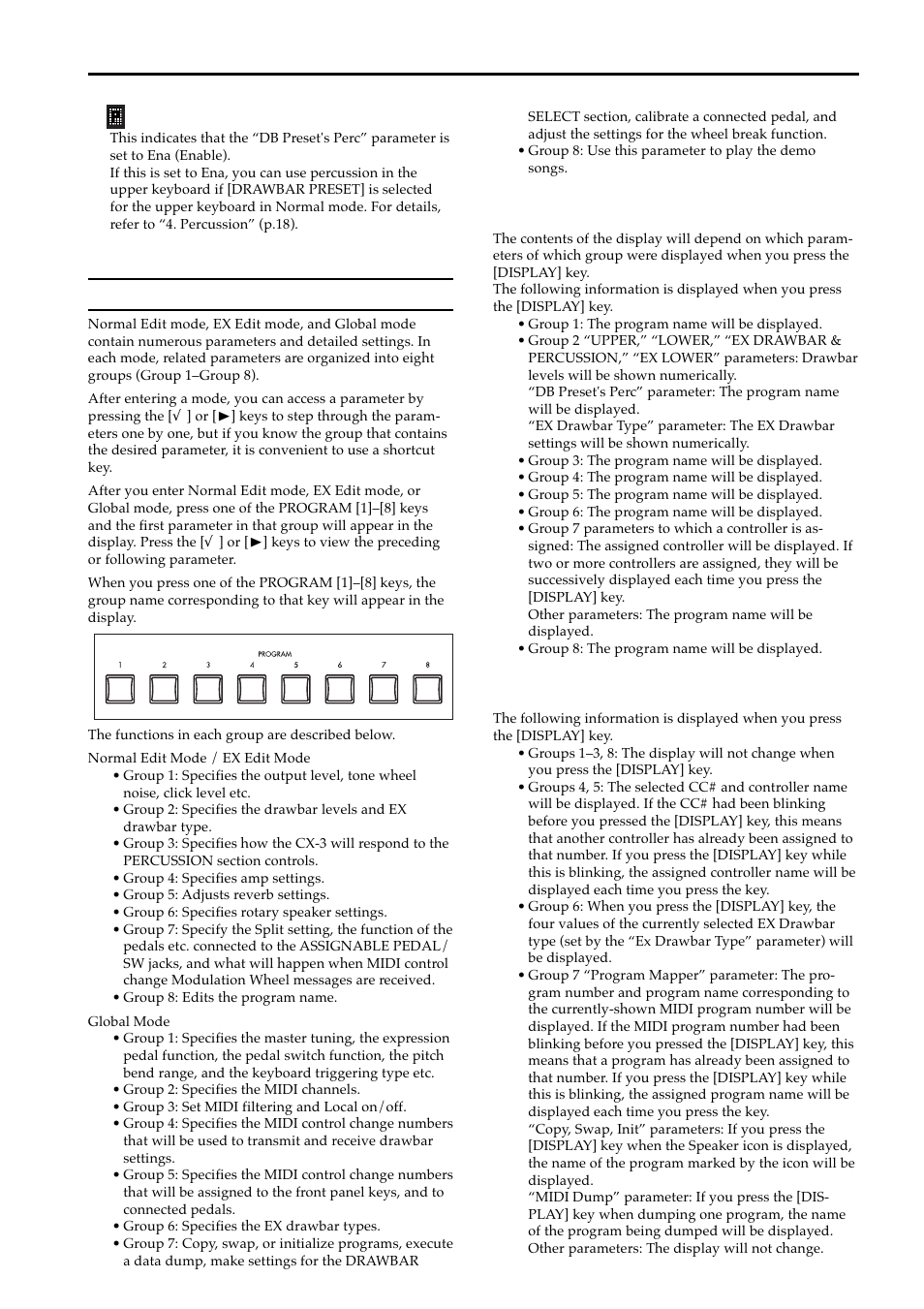 Shortcuts, Normal edit mode / ex edit mode, Global mode | Normal edit mode / ex edit mode global mode | KORG BX-3 User Manual | Page 16 / 48
