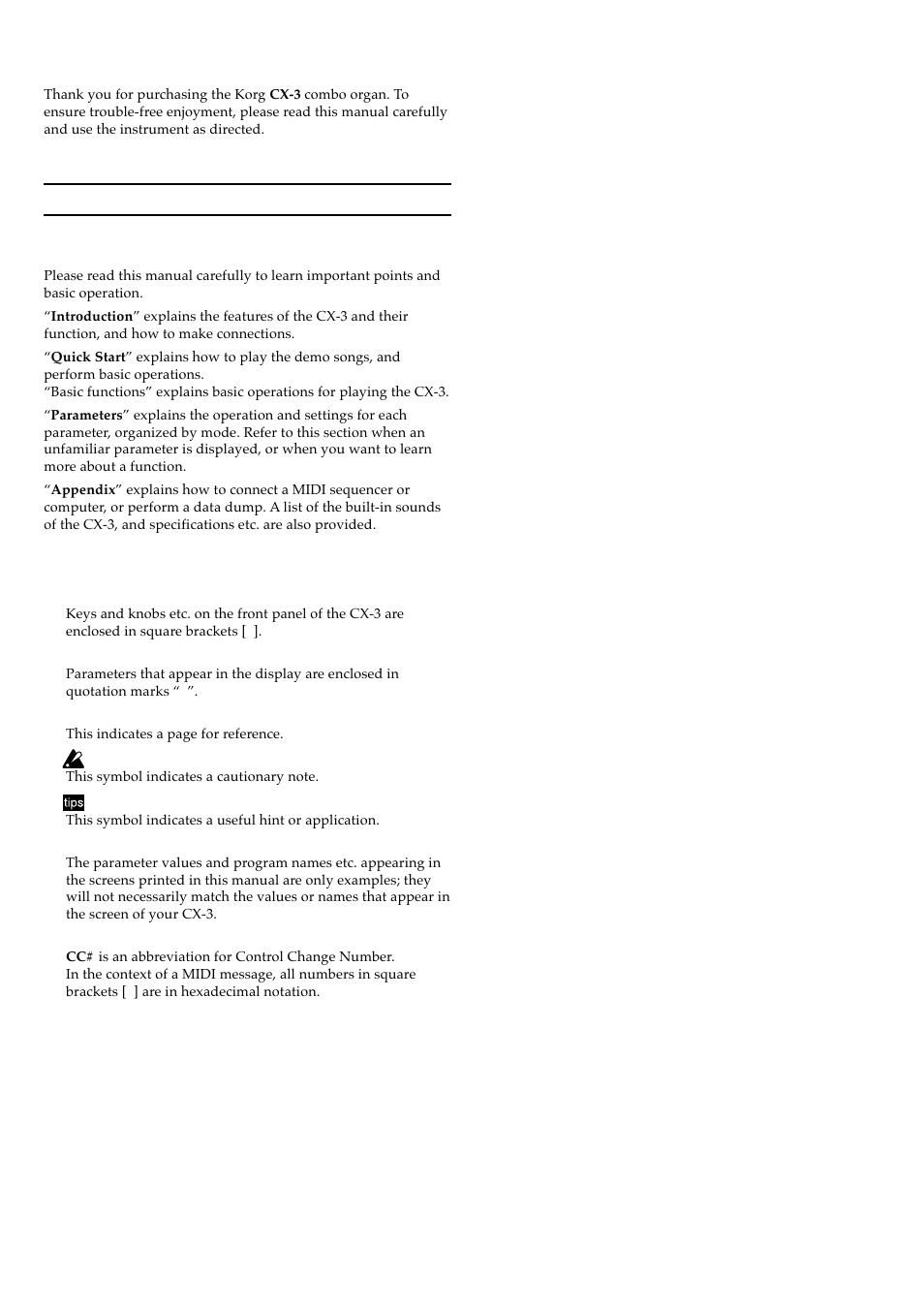 About this owner’s manual | KORG BX-3 User Manual | Page 3 / 48