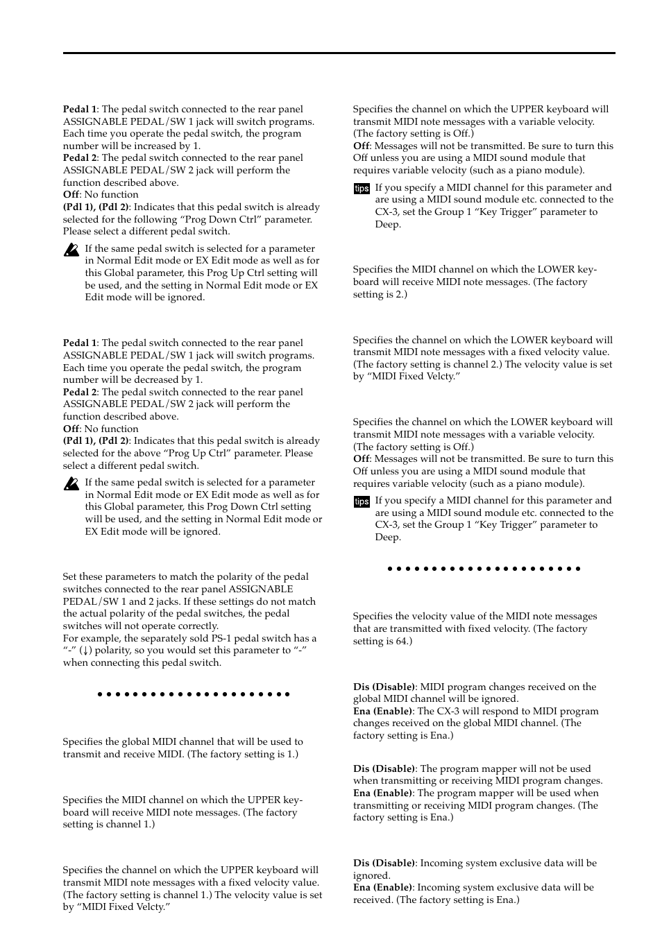 Group 2: midi channel, Group 3: midi parameters | KORG BX-3 User Manual | Page 32 / 48