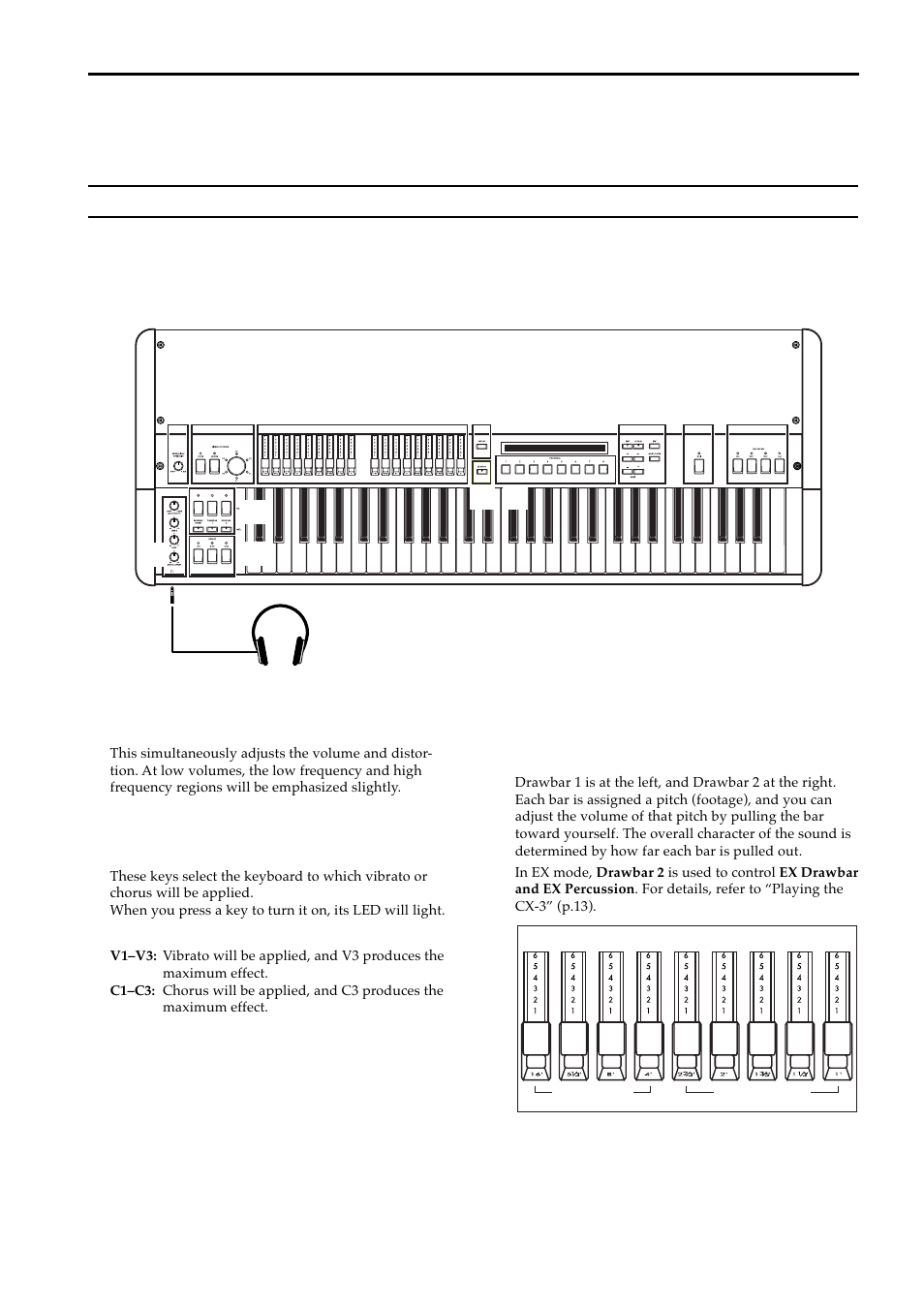 Parts of the cx-3 and what they do, Front panel | KORG BX-3 User Manual | Page 6 / 48