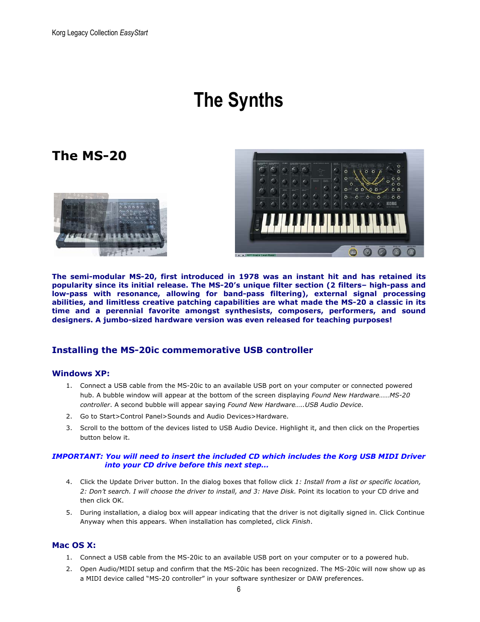 The synths, The ms-20 | KORG EASYSTART MS-20 User Manual | Page 6 / 13