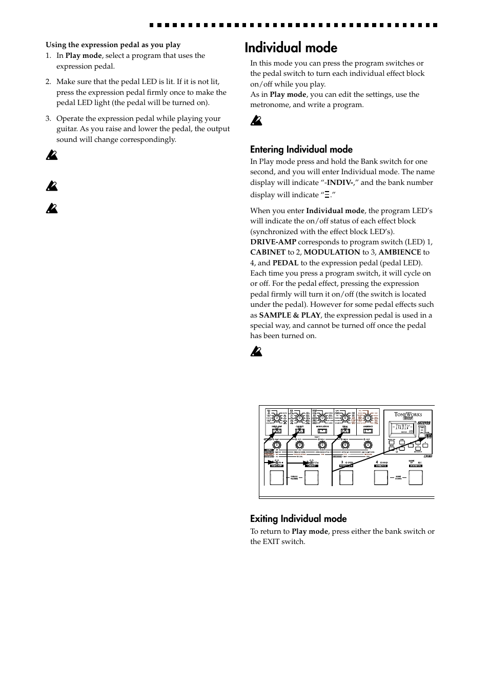 Individual mode | KORG AX1000G User Manual | Page 10 / 23