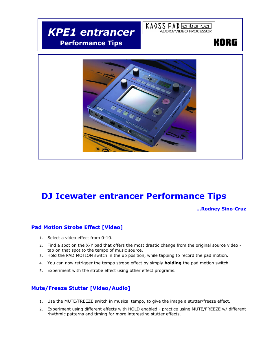 KORG KPE1 User Manual | 2 pages