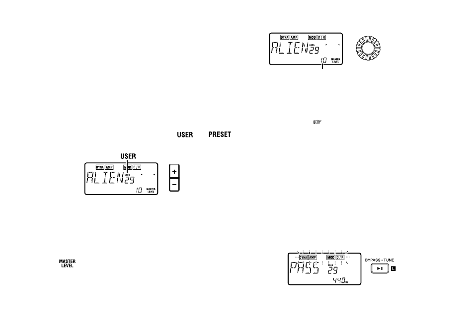 Play mode, Selecting a program, Master level | Bypass/mute, Master level 3. bypass/mute | KORG PX3B User Manual | Page 20 / 100