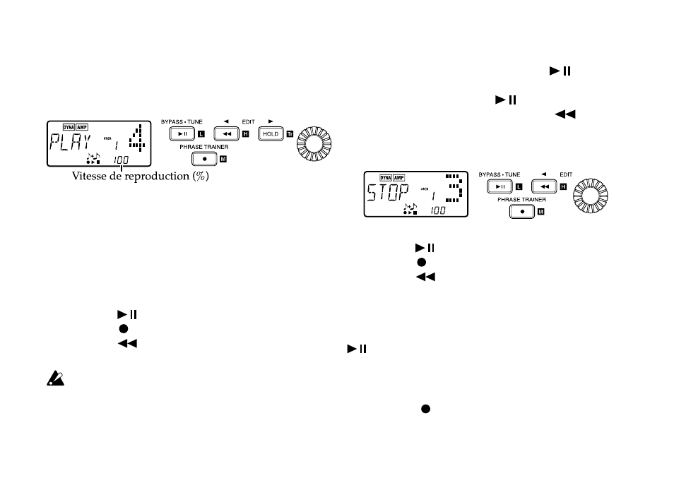 Reproduction, Pause, Pour réenregistrer | Reproduction 4. pause | KORG PX3B User Manual | Page 87 / 100