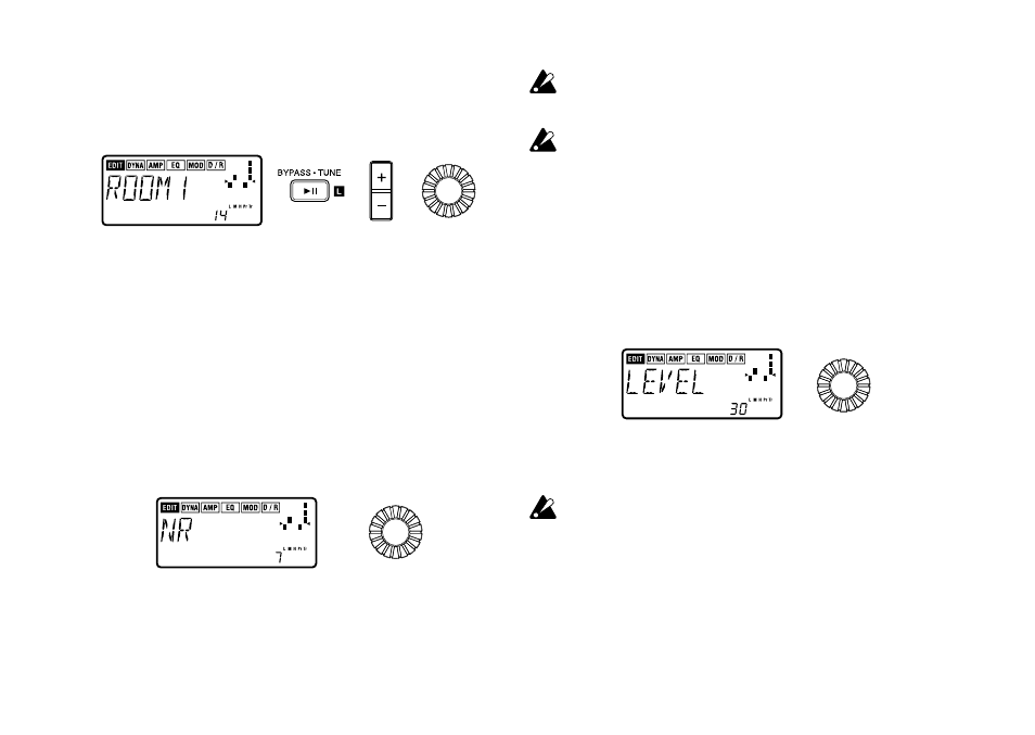 5) d/r (delay/reverb), 6) nr (réduction des bruits), 7) level (niveau) | KORG PX3B User Manual | Page 90 / 100