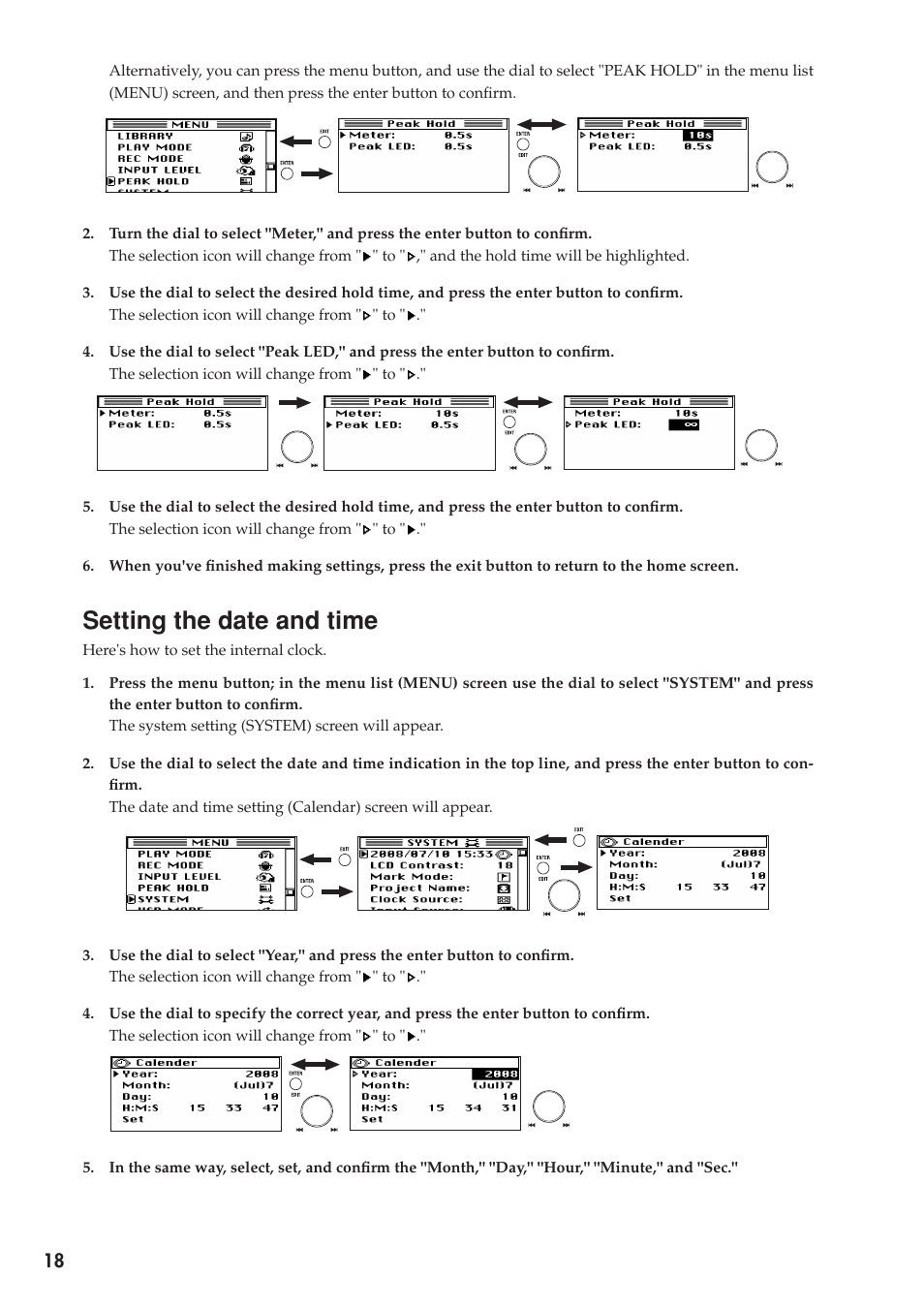 Setting the date and time, P.18) | KORG MR-2000S User Manual | Page 18 / 42
