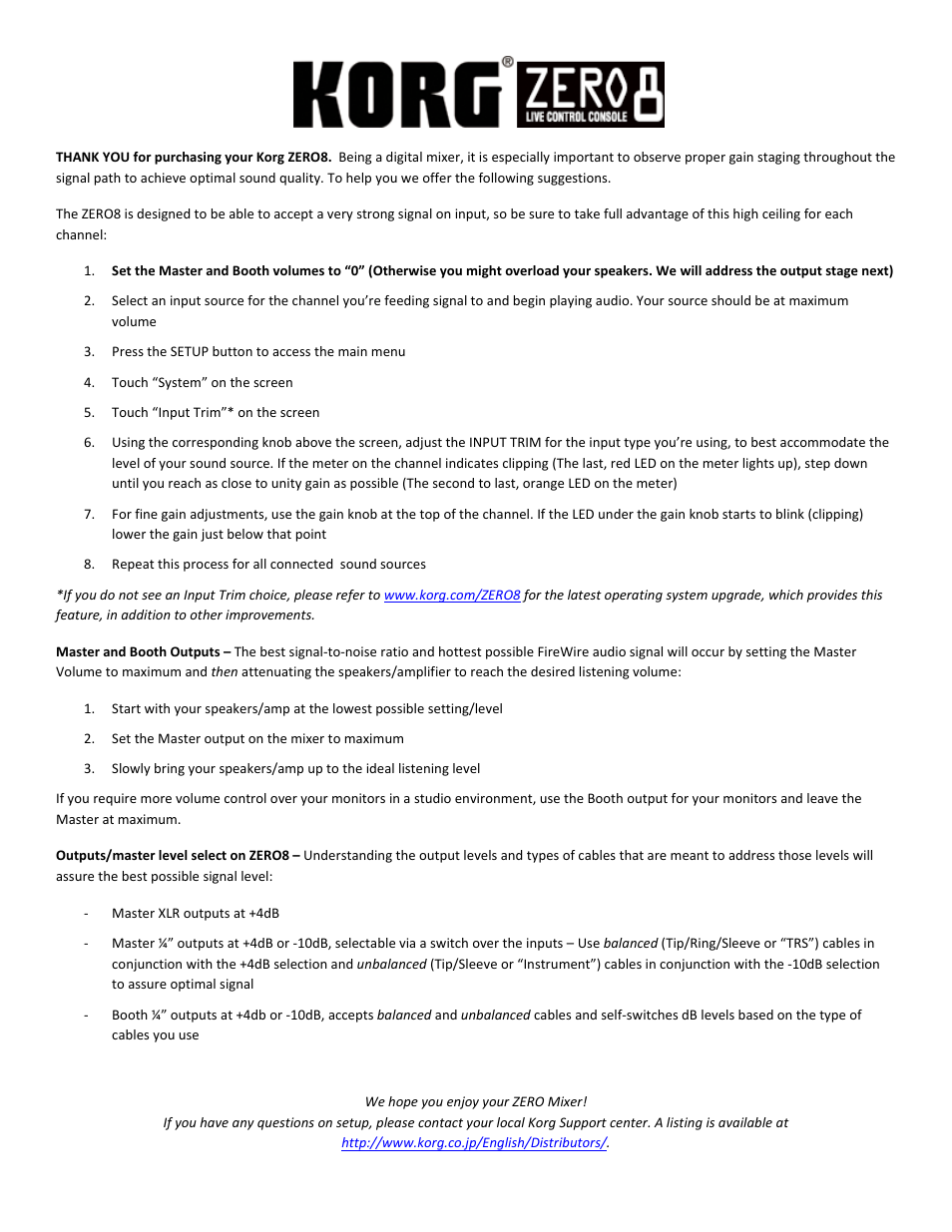 KORG ZERO8 User Manual | 1 page