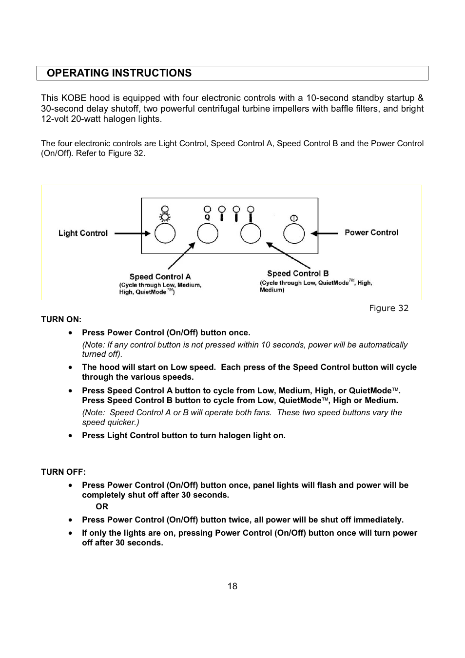 Operating instructions | Kobe Range Hoods CH7948SQB User Manual | Page 20 / 102