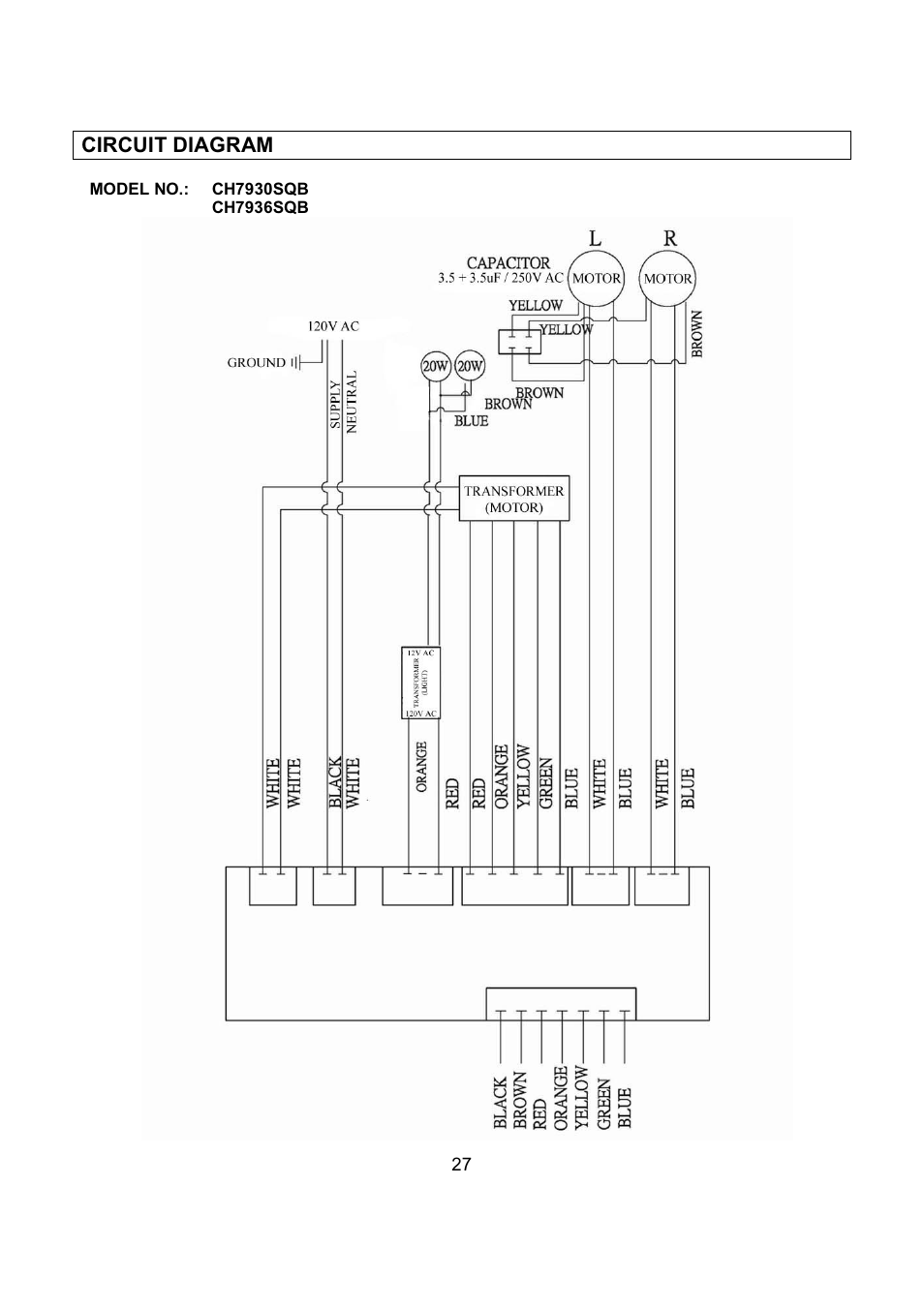 Circuit diagram | Kobe Range Hoods CH7948SQB User Manual | Page 29 / 102