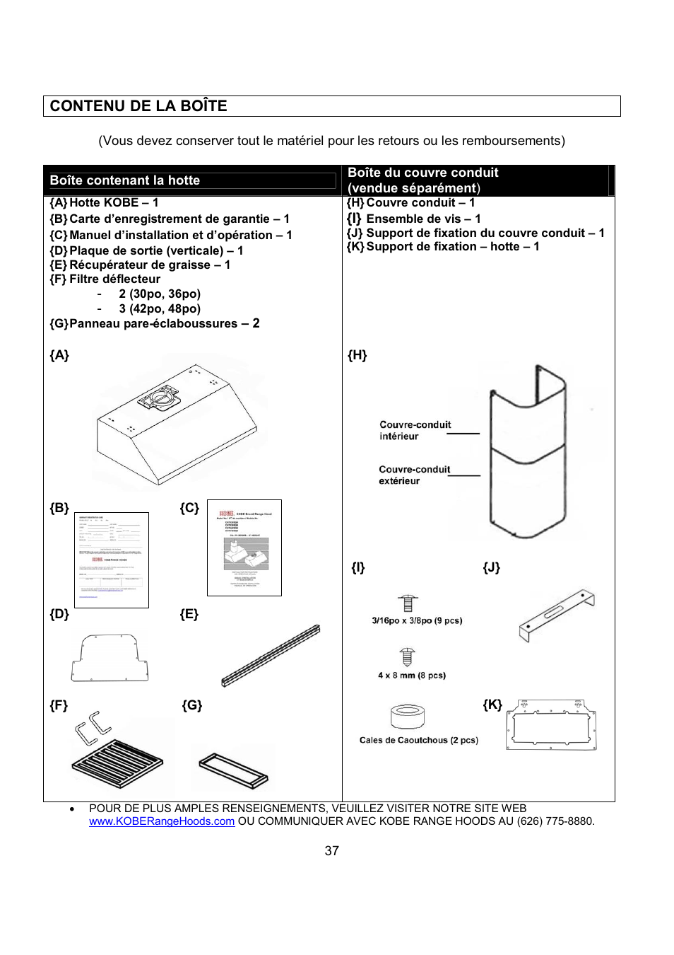 Kobe Range Hoods CH7948SQB User Manual | Page 39 / 102