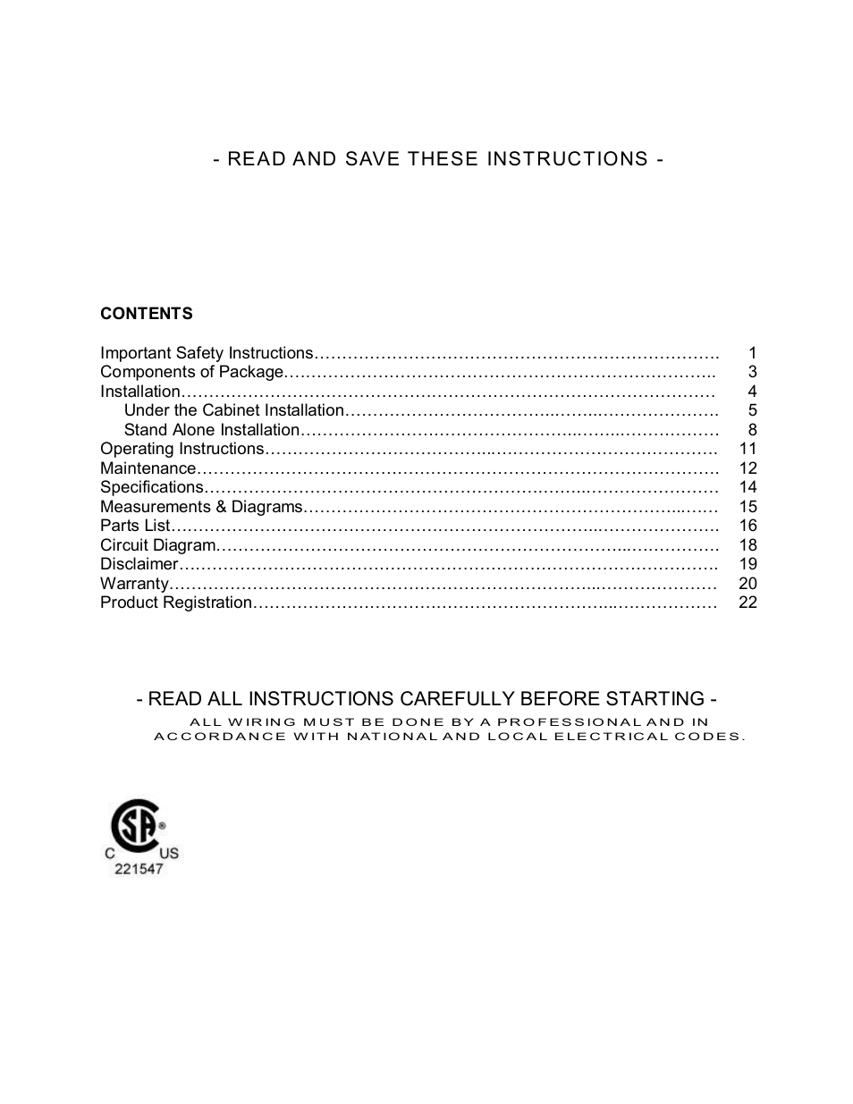 Kobe Range Hoods RA3830SQ User Manual | Page 2 / 24
