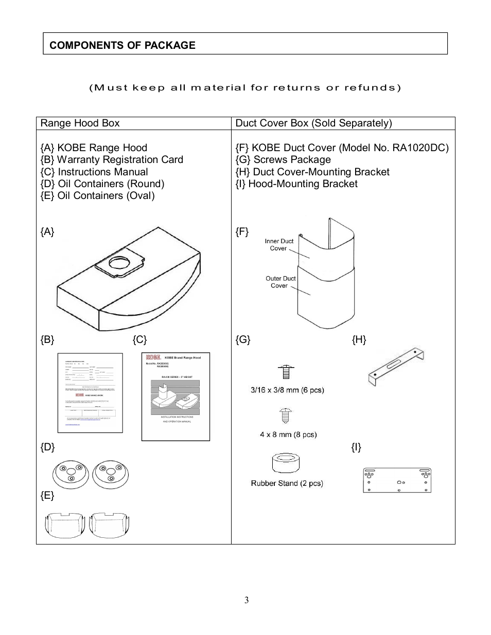 Kobe Range Hoods RA3830SQ User Manual | Page 5 / 24