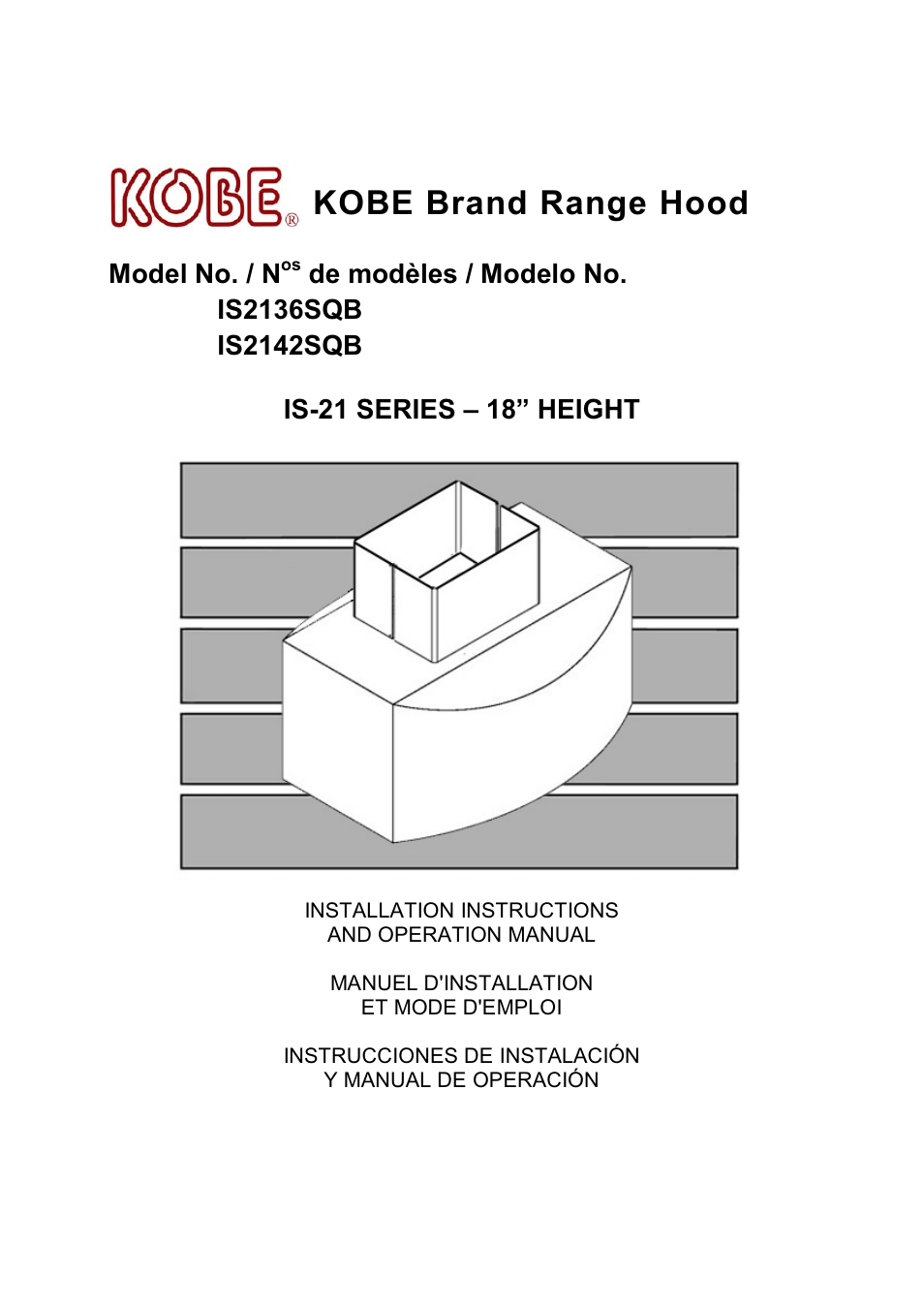 Kobe Range Hoods IS2142SQB User Manual | 66 pages