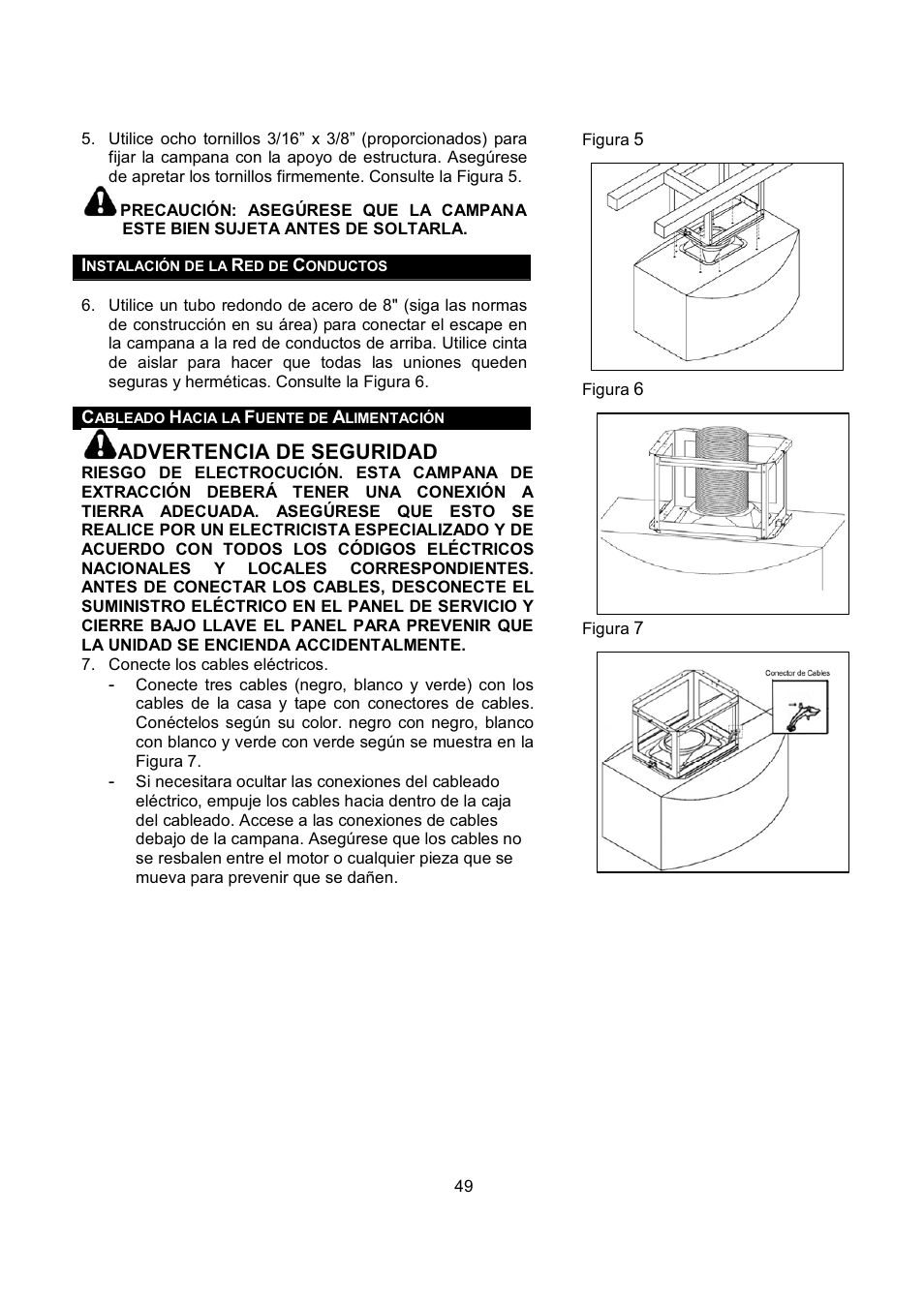 Advertencia de seguridad | Kobe Range Hoods IS2142SQB User Manual | Page 51 / 66