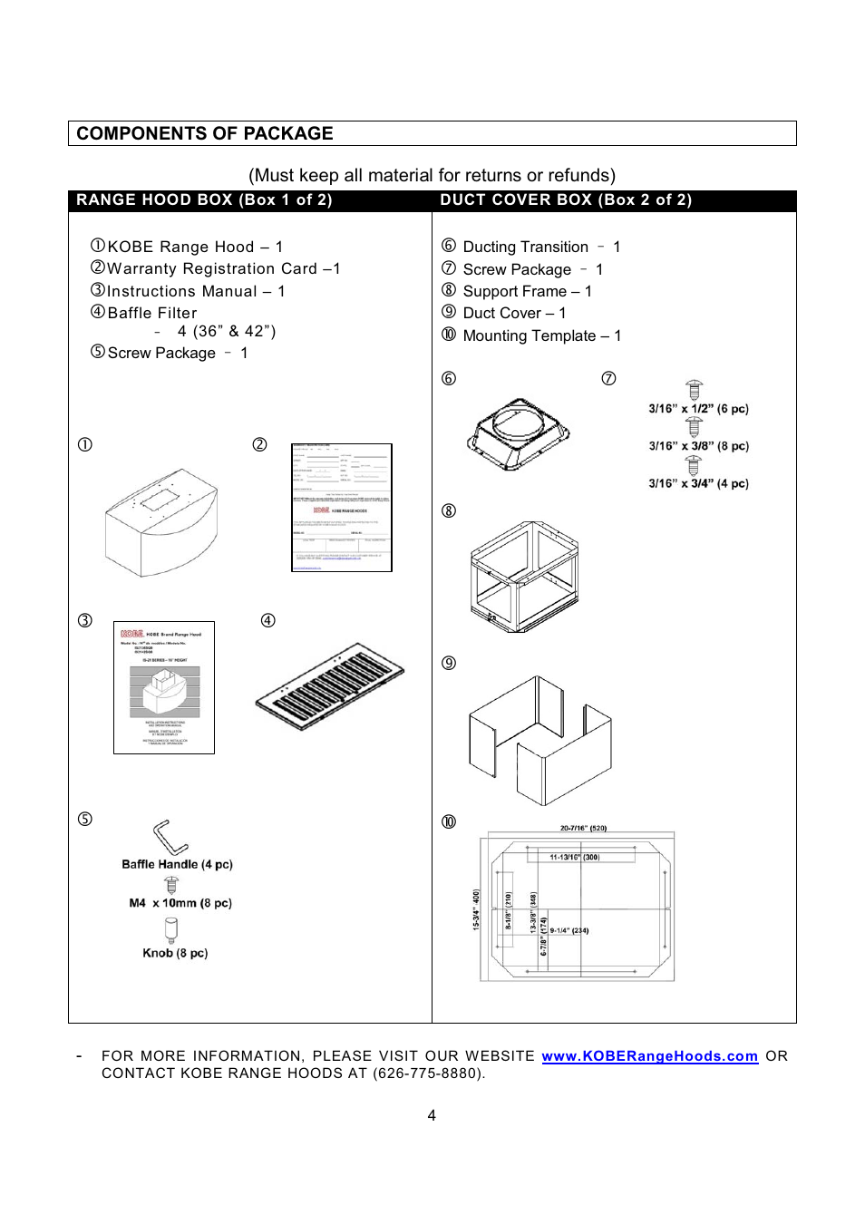 Kobe Range Hoods IS2142SQB User Manual | Page 6 / 66
