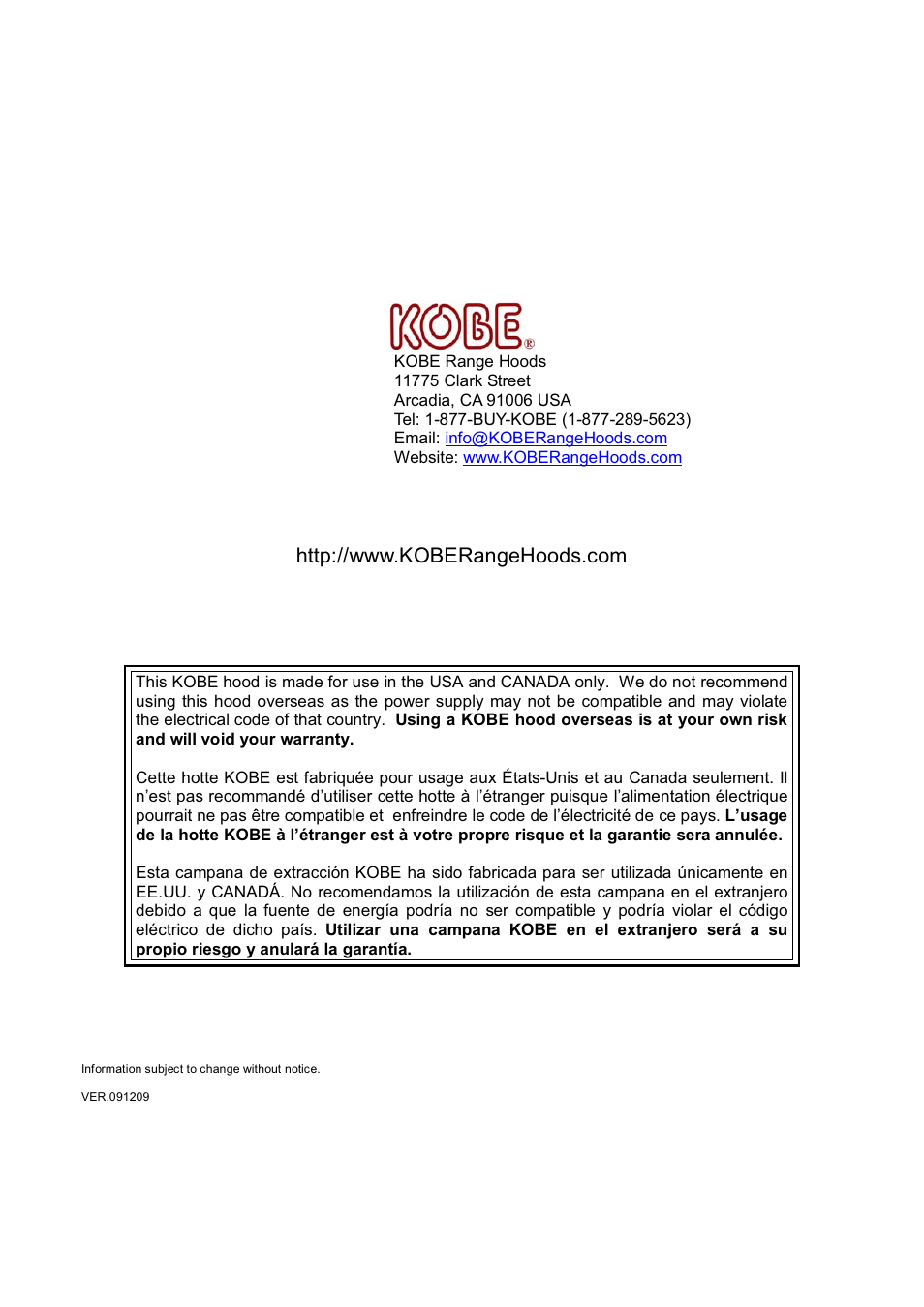 Kobe Range Hoods IS2142SQB User Manual | Page 66 / 66