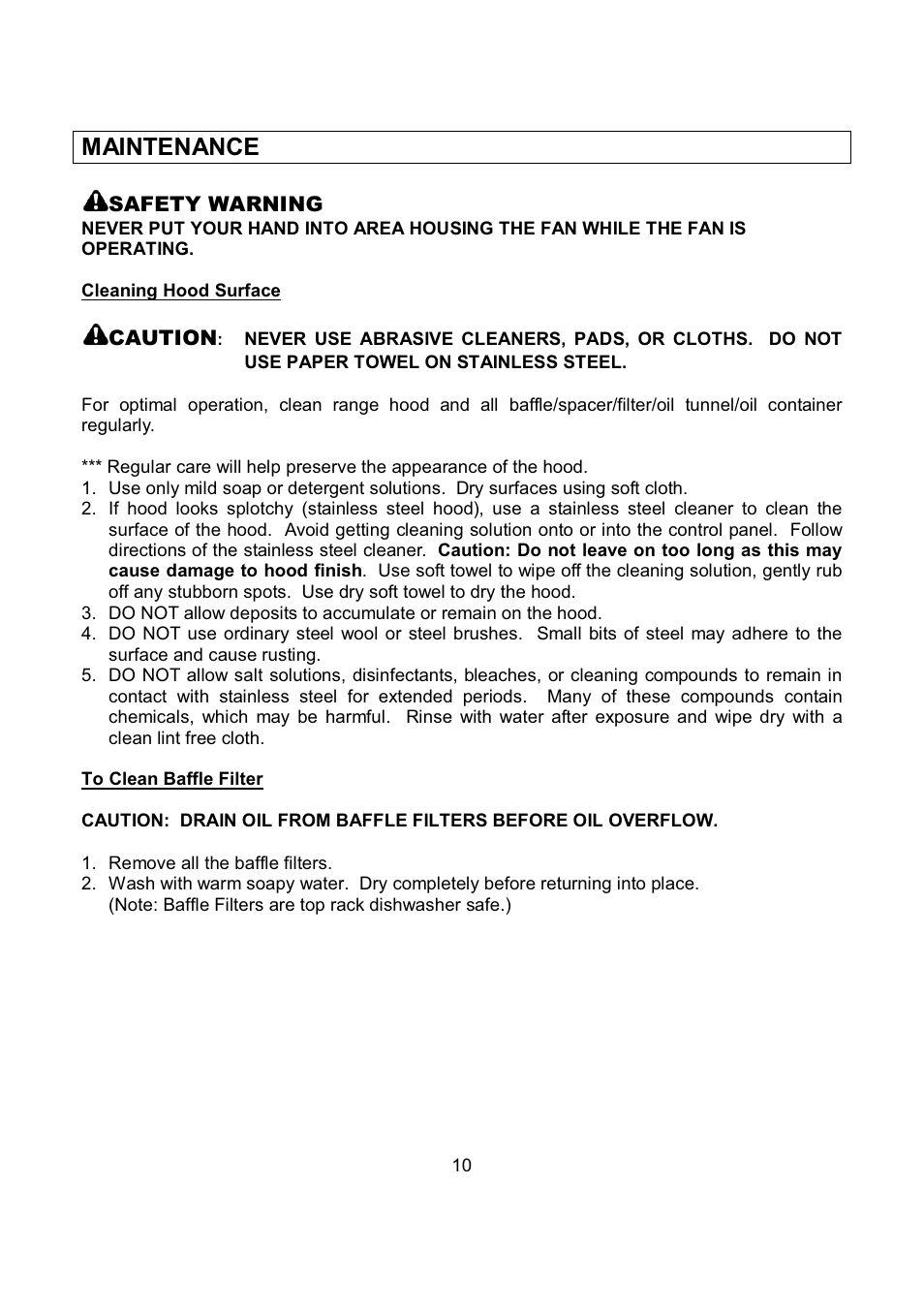 Maintenance | Kobe Range Hoods RA9236SQB User Manual | Page 12 / 68