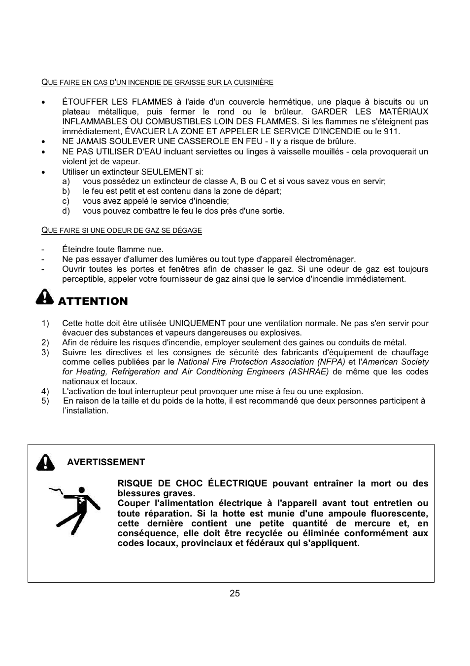 Attention | Kobe Range Hoods RA9236SQB User Manual | Page 27 / 68