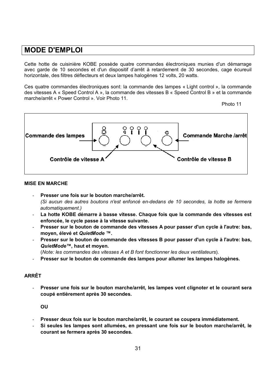 Mode d'emploi | Kobe Range Hoods RA9236SQB User Manual | Page 33 / 68