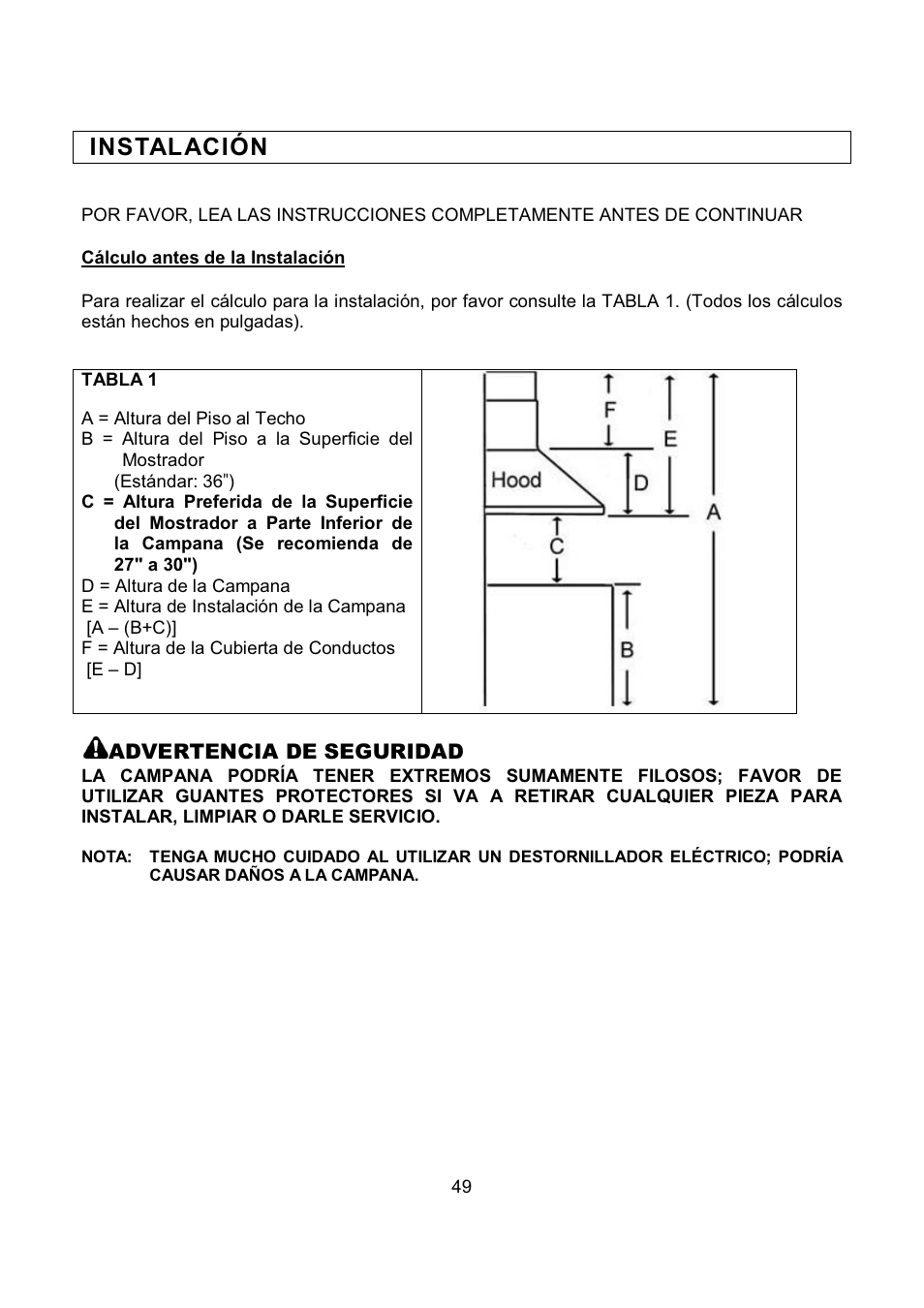 Instalación | Kobe Range Hoods RA9236SQB User Manual | Page 51 / 68