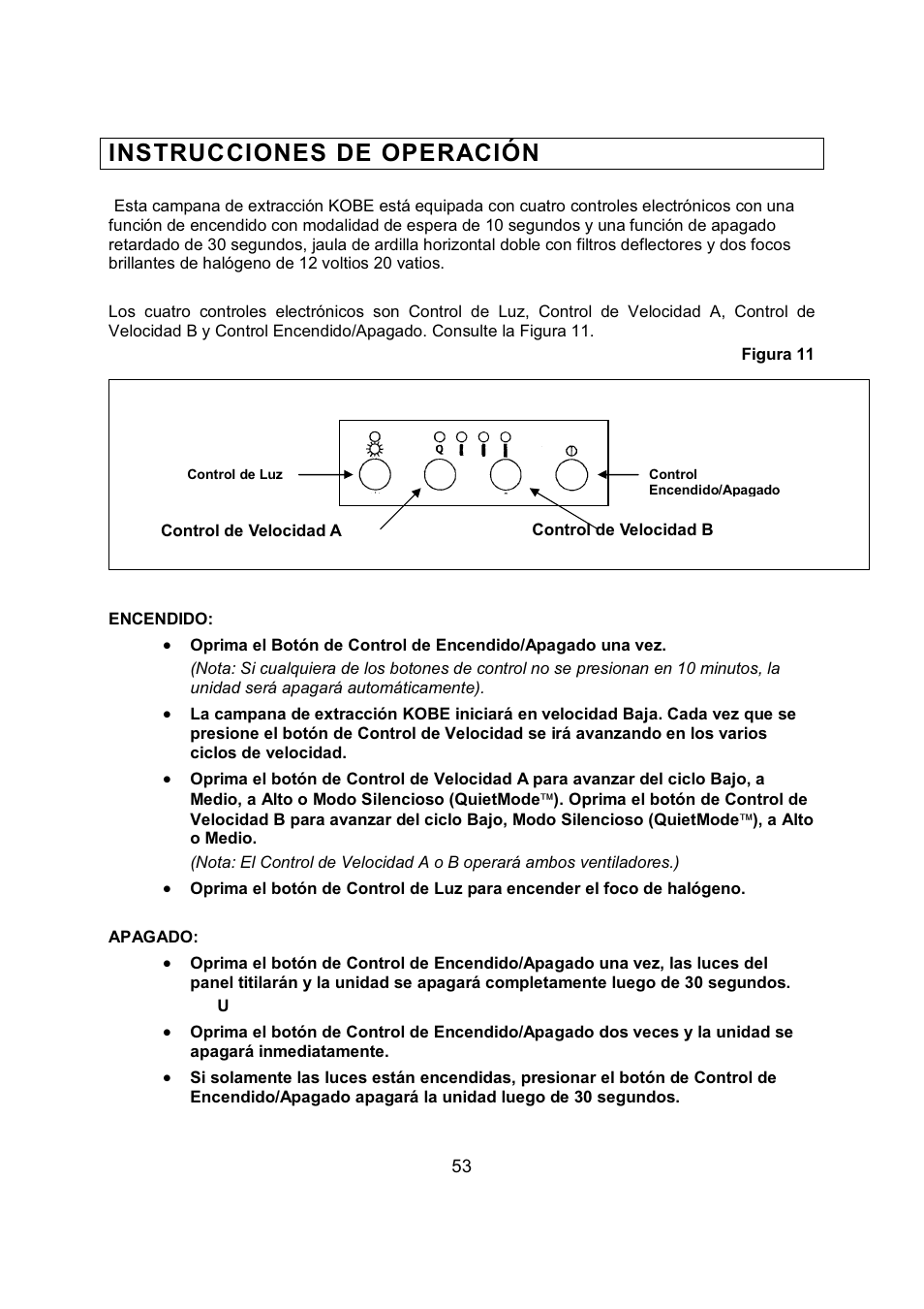 Instrucciones de operación | Kobe Range Hoods RA9236SQB User Manual | Page 55 / 68