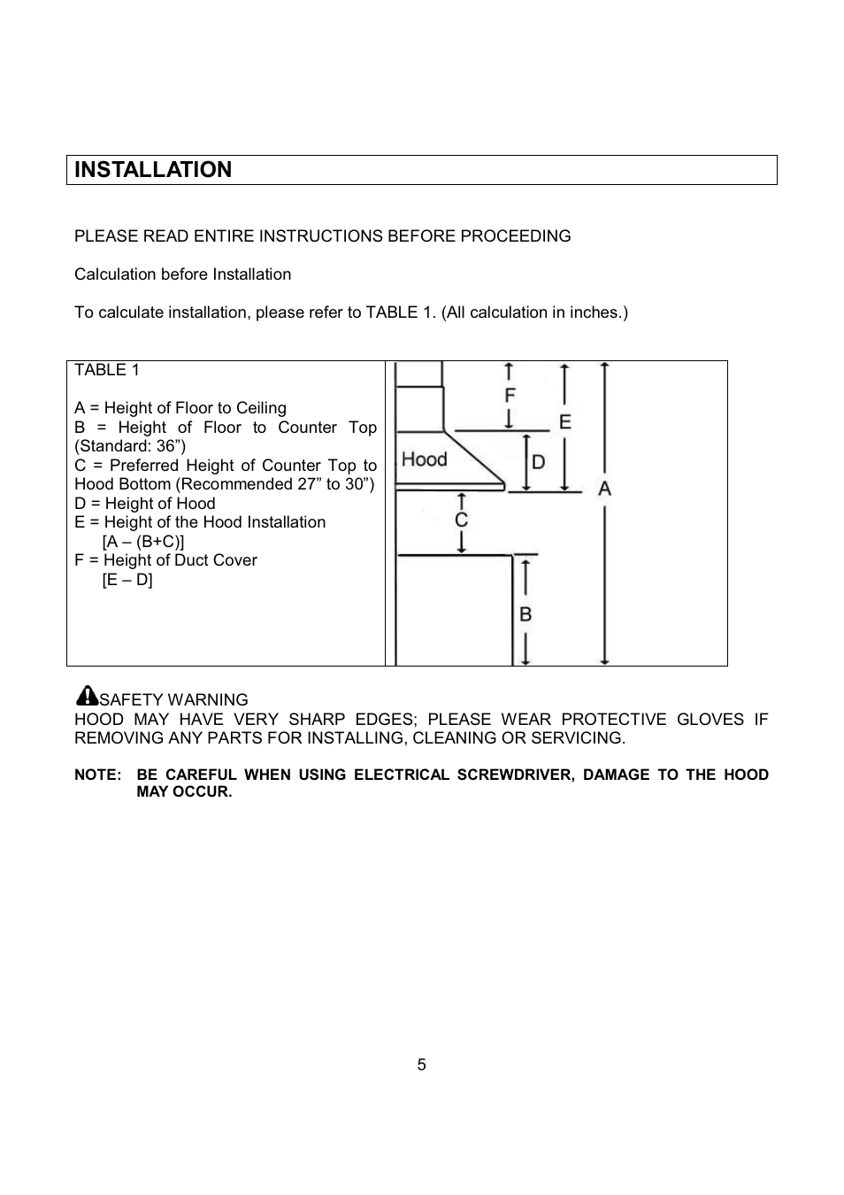 Installation | Kobe Range Hoods RA9236SQB User Manual | Page 7 / 68