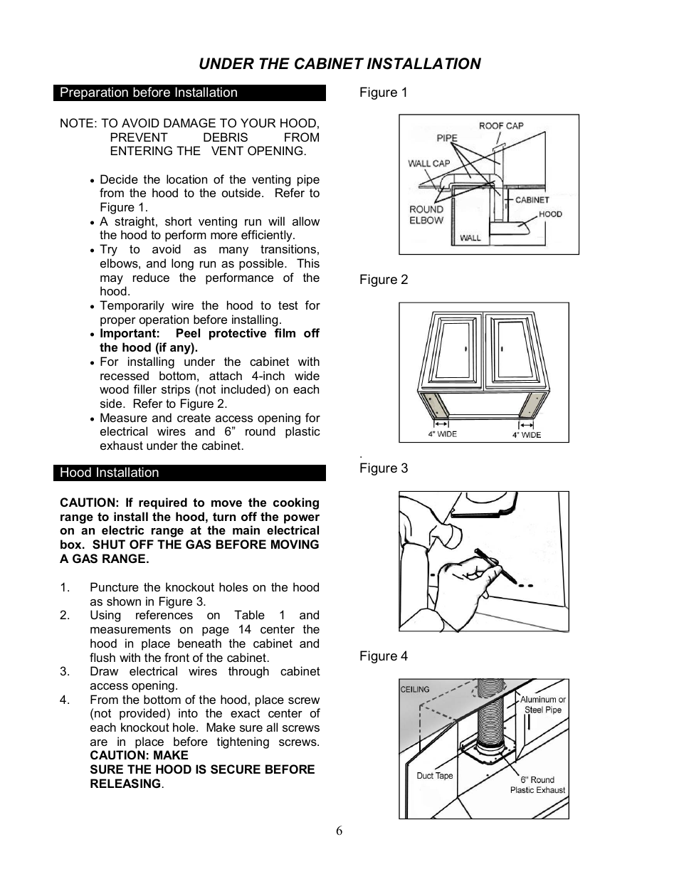 Under the cabinet installation | Kobe Range Hoods CH9130SQB User Manual | Page 8 / 27