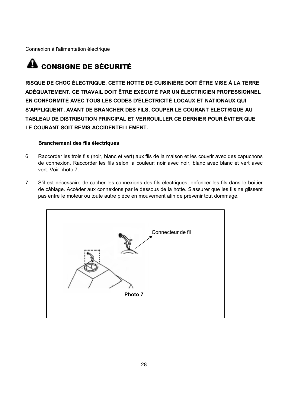 Consigne de sécurité | Kobe Range Hoods RA2830SB User Manual | Page 30 / 66