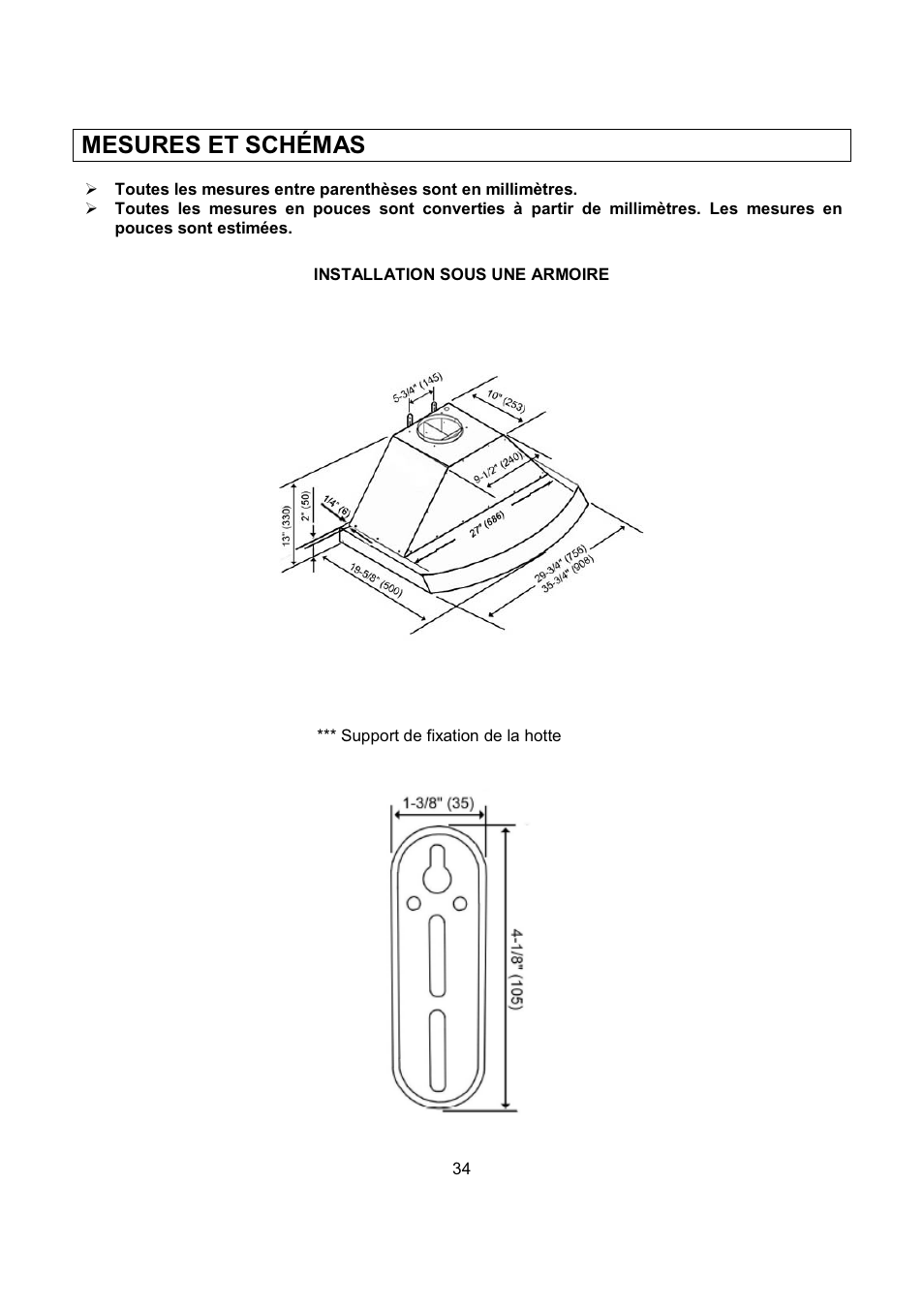 Mesures et schémas | Kobe Range Hoods RA2830SB User Manual | Page 36 / 66