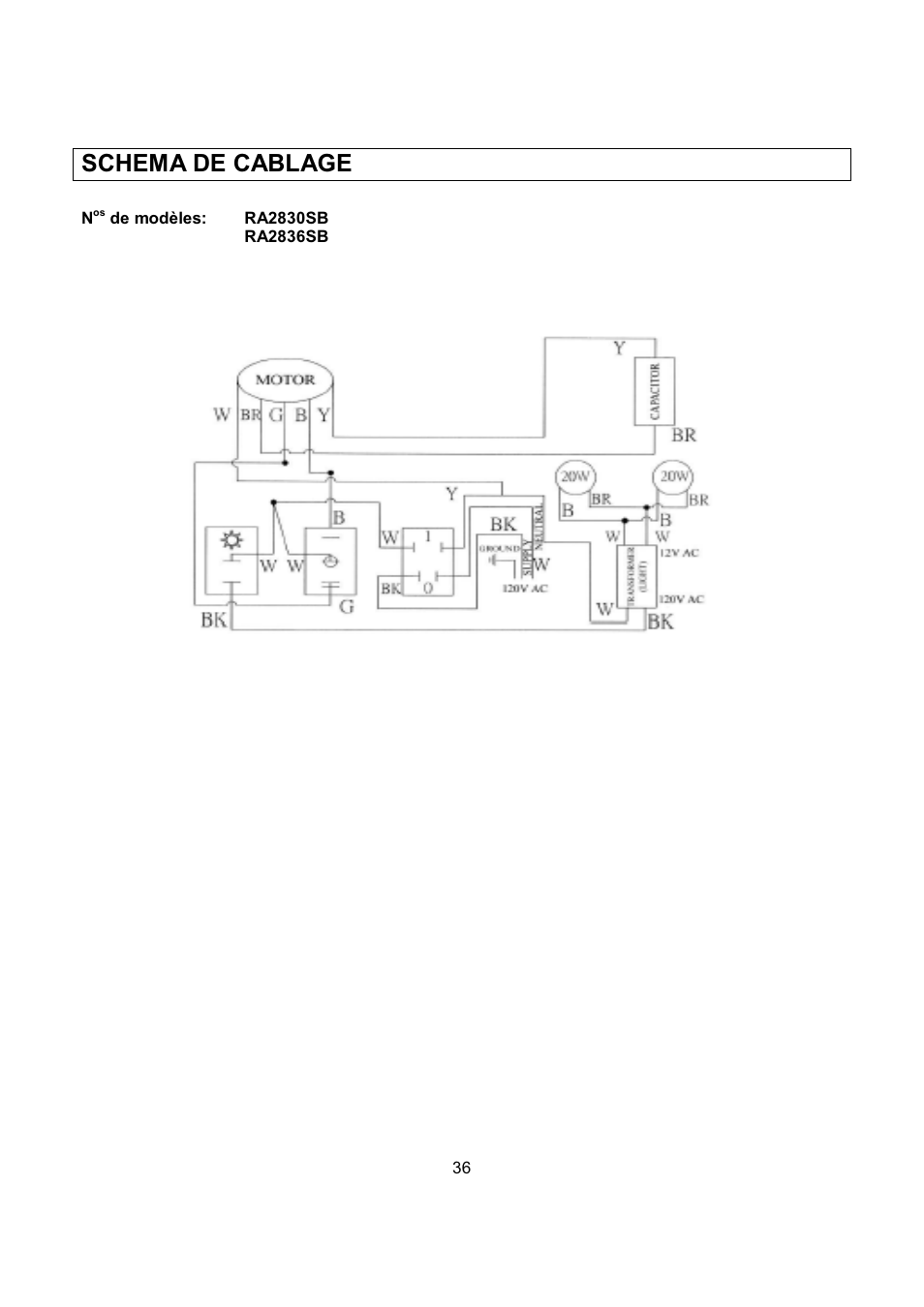 Schema de cablage | Kobe Range Hoods RA2830SB User Manual | Page 38 / 66