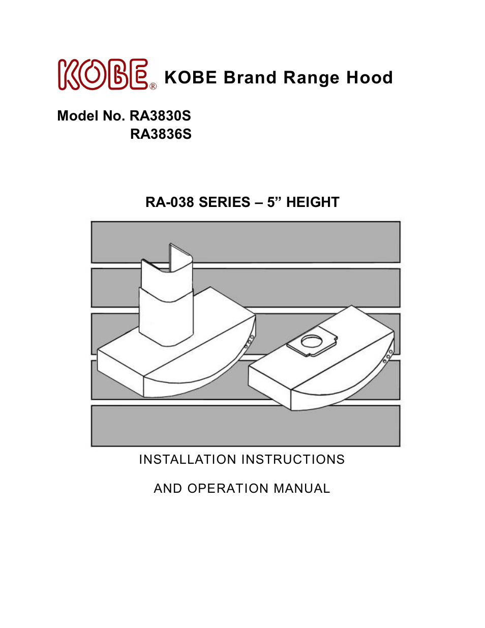 Kobe Range Hoods RA3830S User Manual | 24 pages