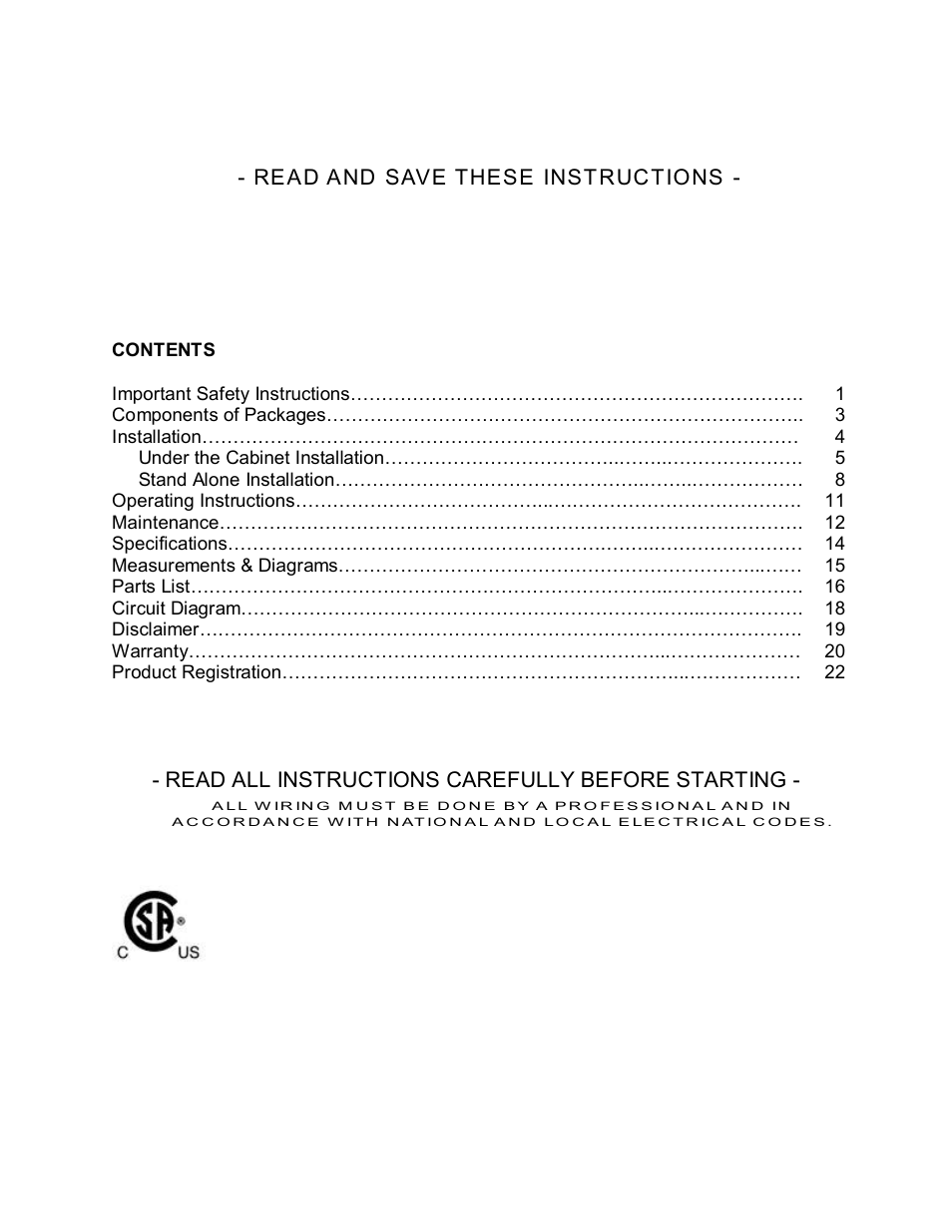 Kobe Range Hoods RA3830S User Manual | Page 2 / 24