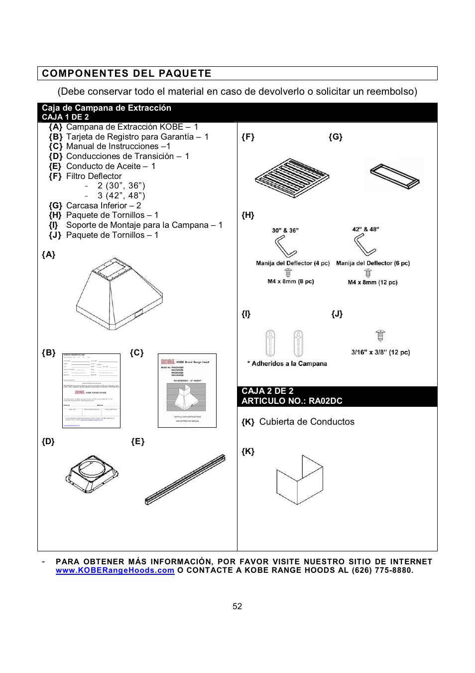 Kobe Range Hoods RA0242SQB User Manual | Page 55 / 76