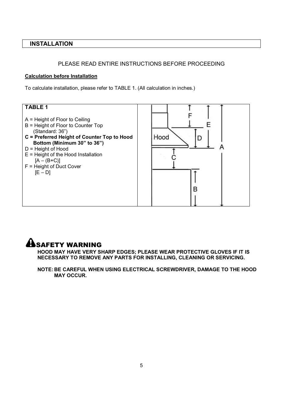 Safety warning | Kobe Range Hoods RA0242SQB User Manual | Page 8 / 76