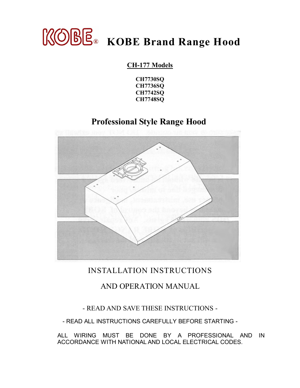 Kobe Range Hoods CH7742SQ User Manual | 18 pages