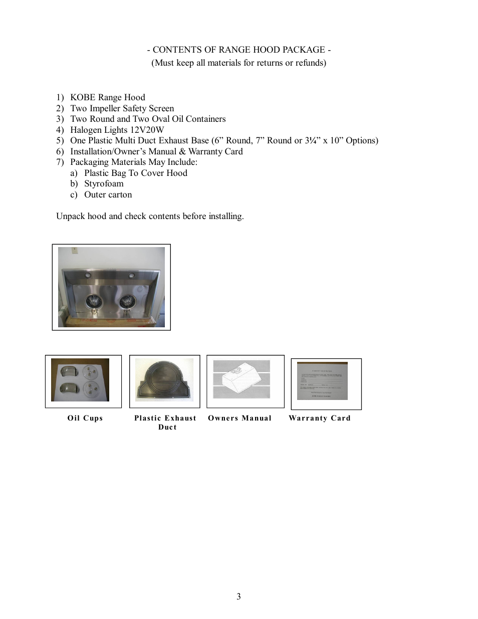 Kobe Range Hoods CH7742SQ User Manual | Page 4 / 18
