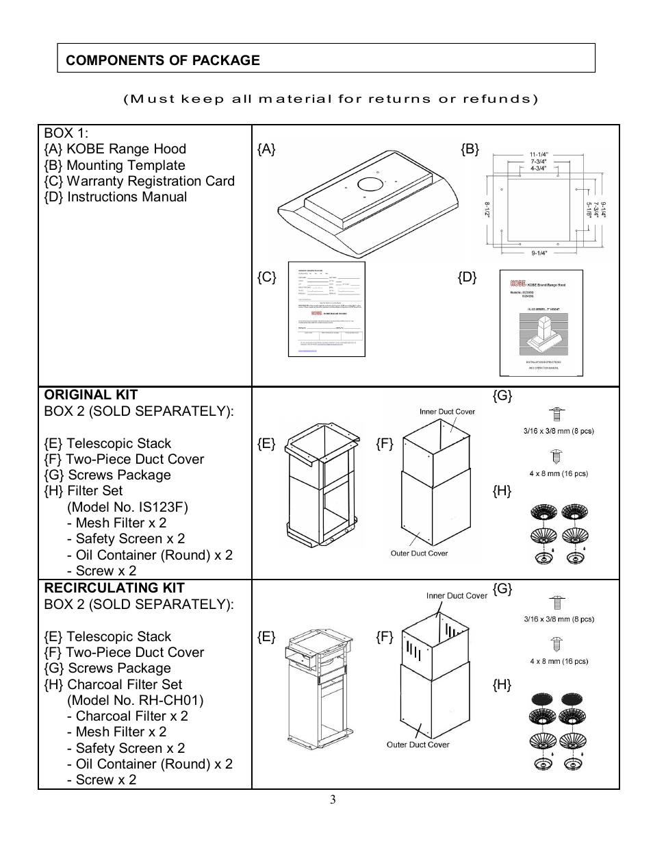 Kobe Range Hoods IS2342SQ User Manual | Page 5 / 23