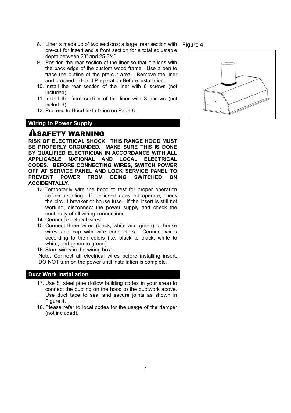 Safety warning | Kobe Range Hoods IN2636SQB-1 User Manual | Page 10 / 76