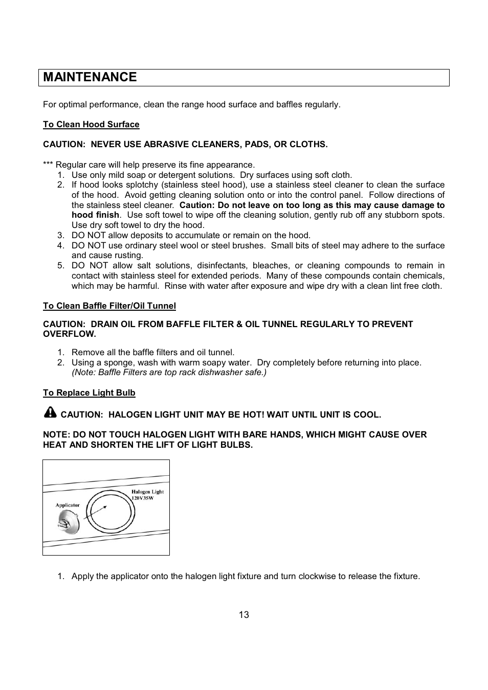 Maintenance | Kobe Range Hoods IN2636SQB-1 User Manual | Page 16 / 76