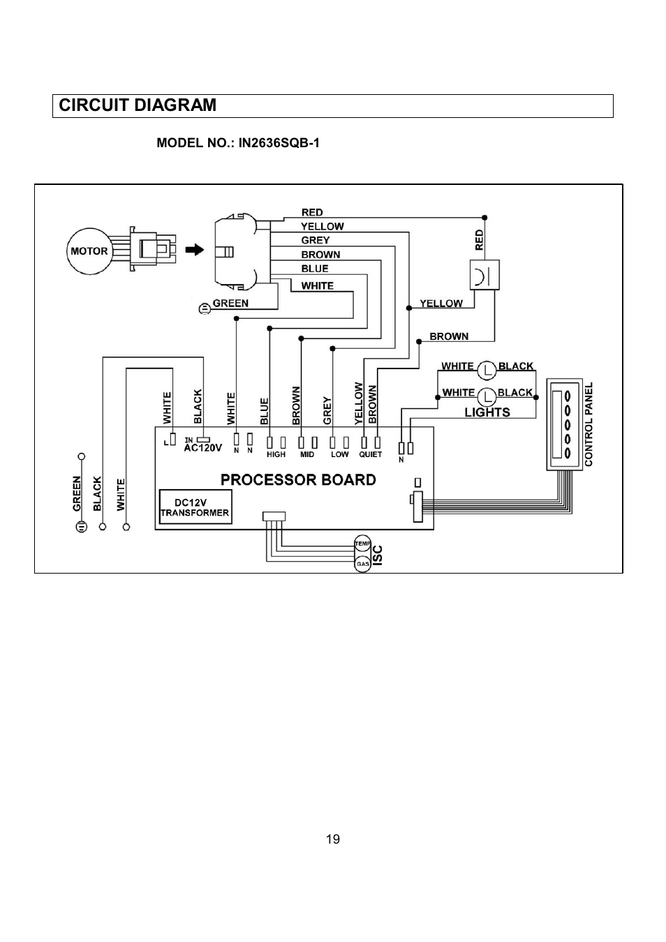 Circuit diagram | Kobe Range Hoods IN2636SQB-1 User Manual | Page 22 / 76