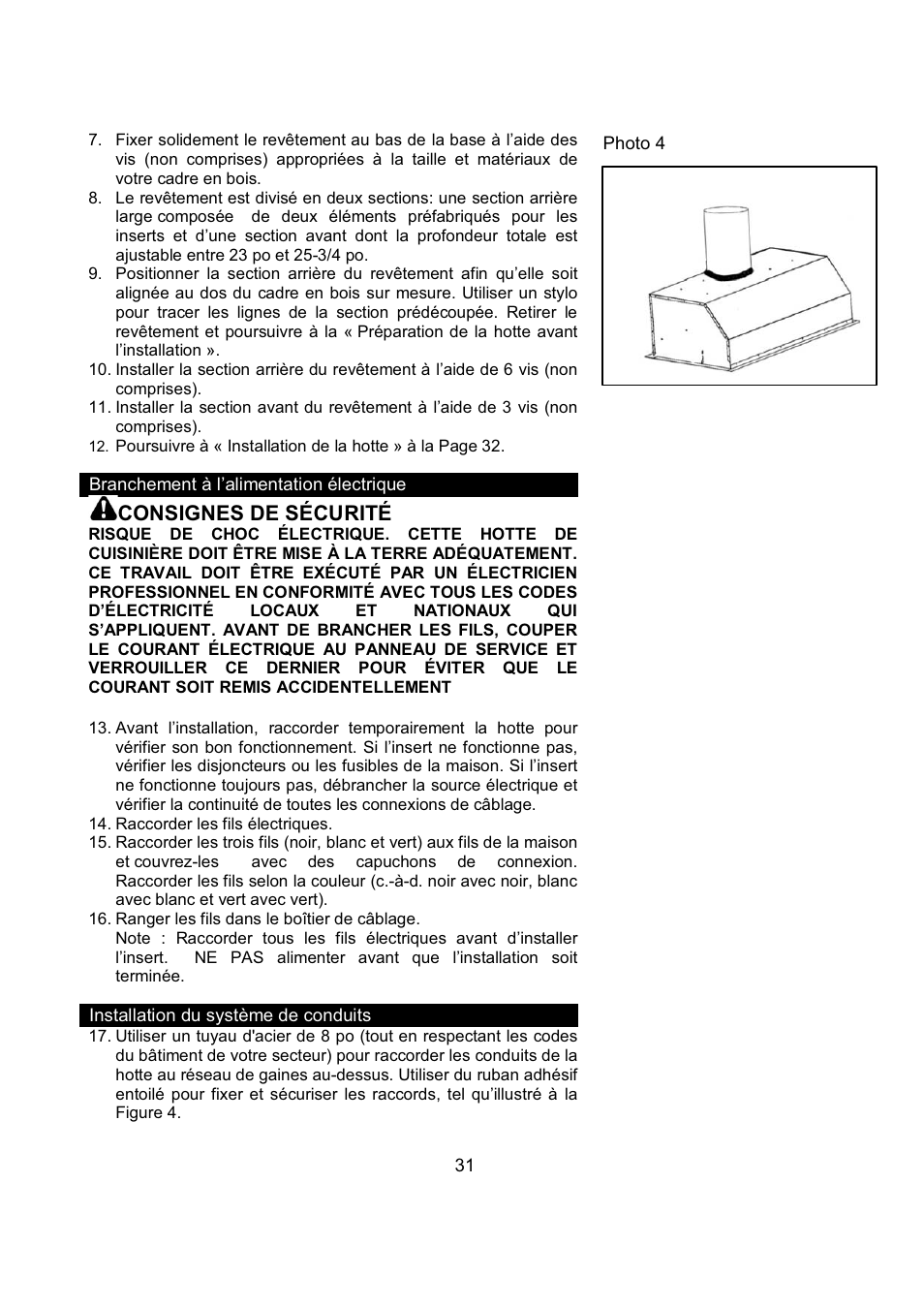 Consignes de sécurité | Kobe Range Hoods IN2636SQB-1 User Manual | Page 34 / 76