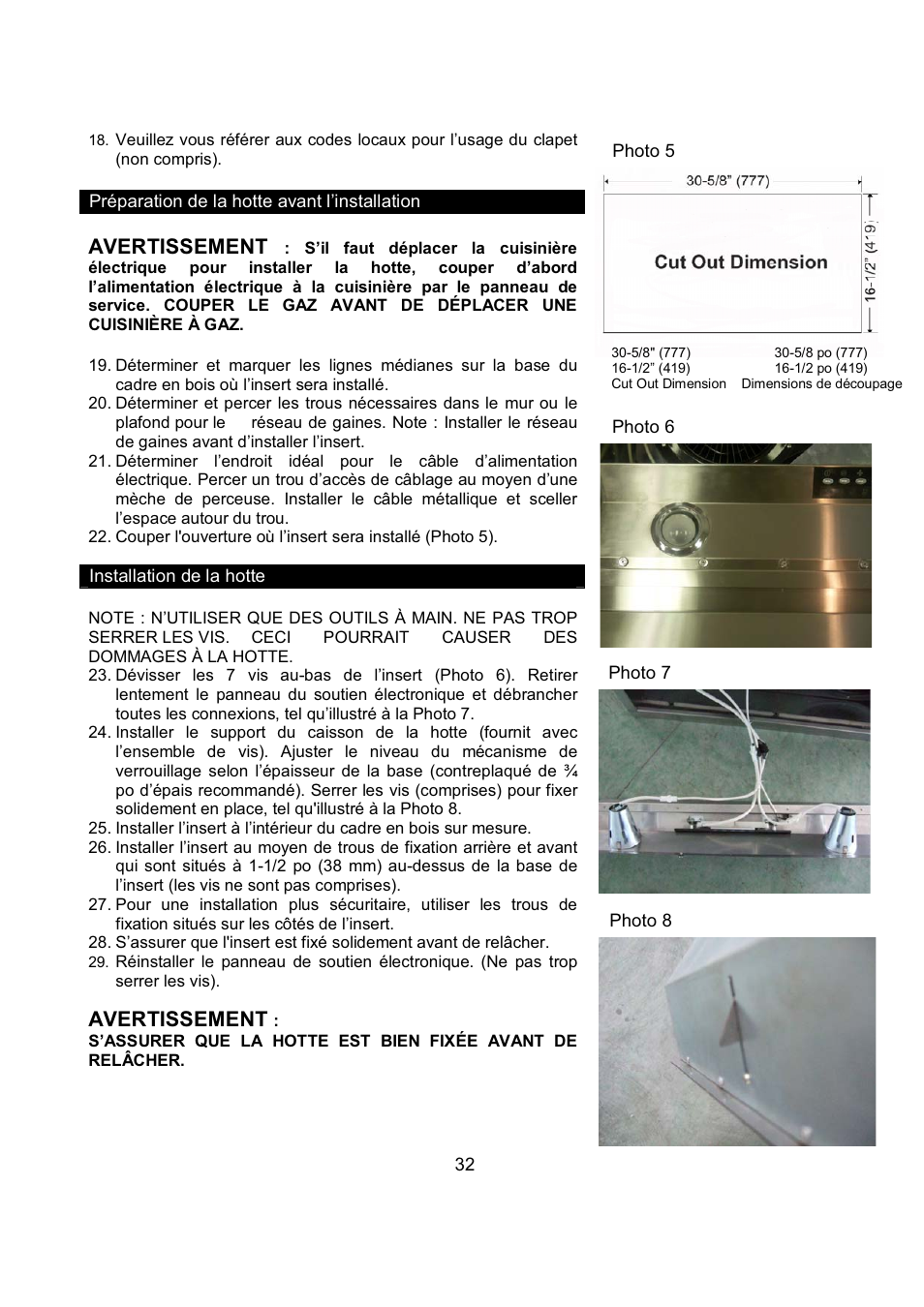 Avertissement | Kobe Range Hoods IN2636SQB-1 User Manual | Page 35 / 76