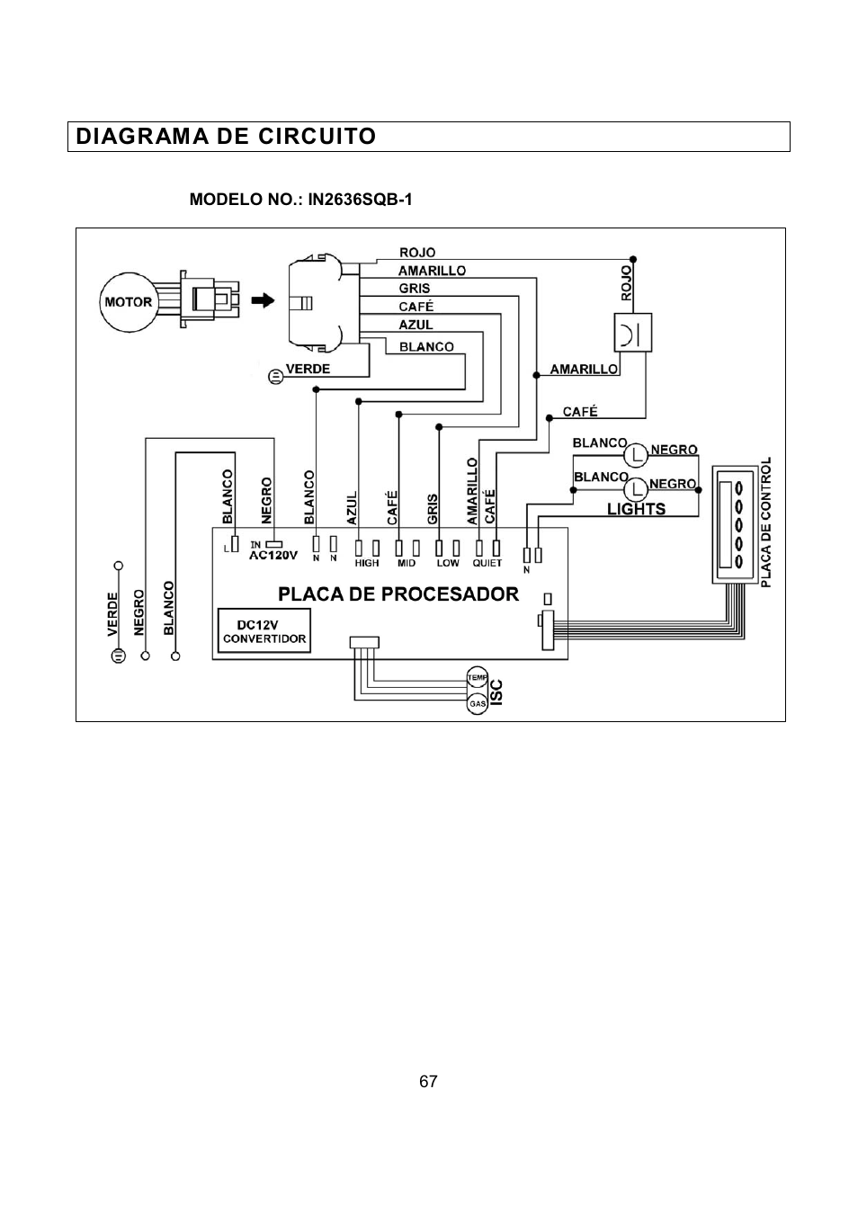 Diagram a de circuito | Kobe Range Hoods IN2636SQB-1 User Manual | Page 70 / 76