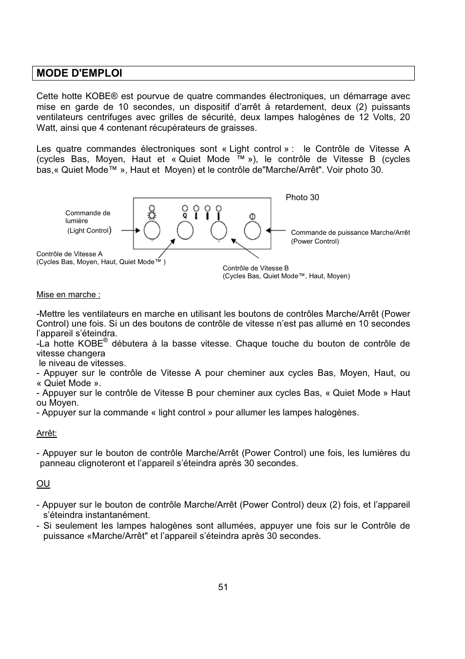 Mode d'emploi | Kobe Range Hoods CH2736SQB User Manual | Page 53 / 102