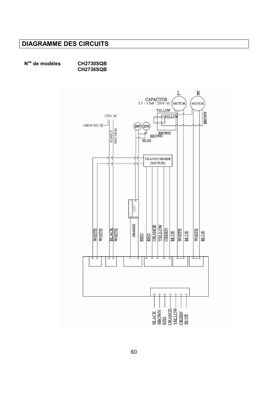 Diagramme des circuits | Kobe Range Hoods CH2736SQB User Manual | Page 62 / 102