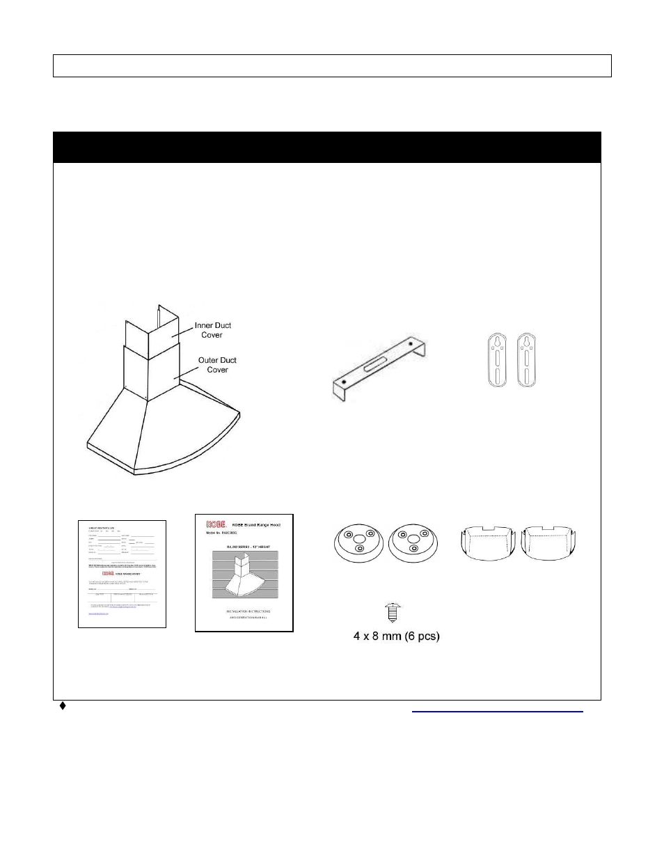 Components of package | Kobe Range Hoods RA9236SQ User Manual | Page 5 / 72